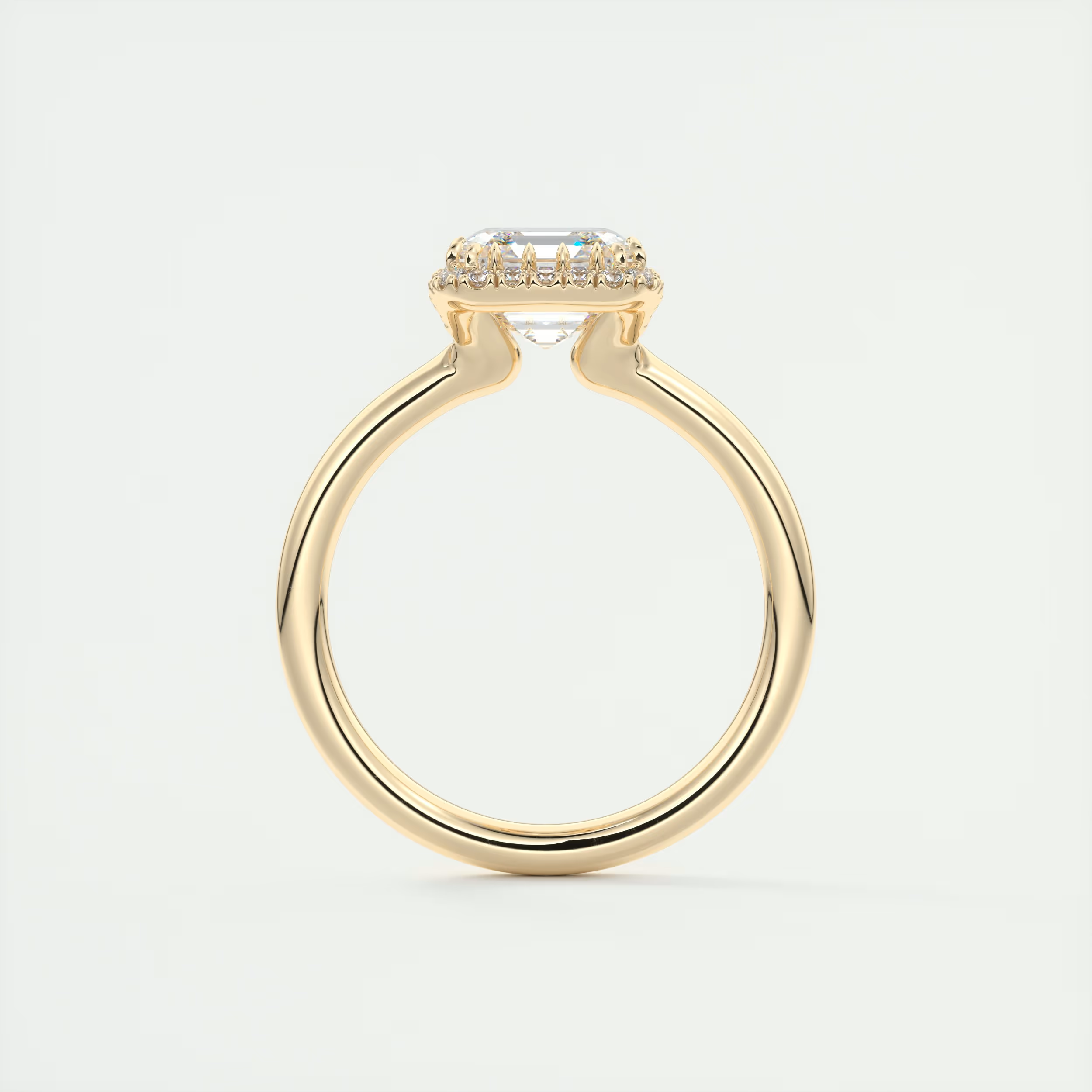 Luxury 2 Carat Asscher Flush Stacking Half Halo Solitaire