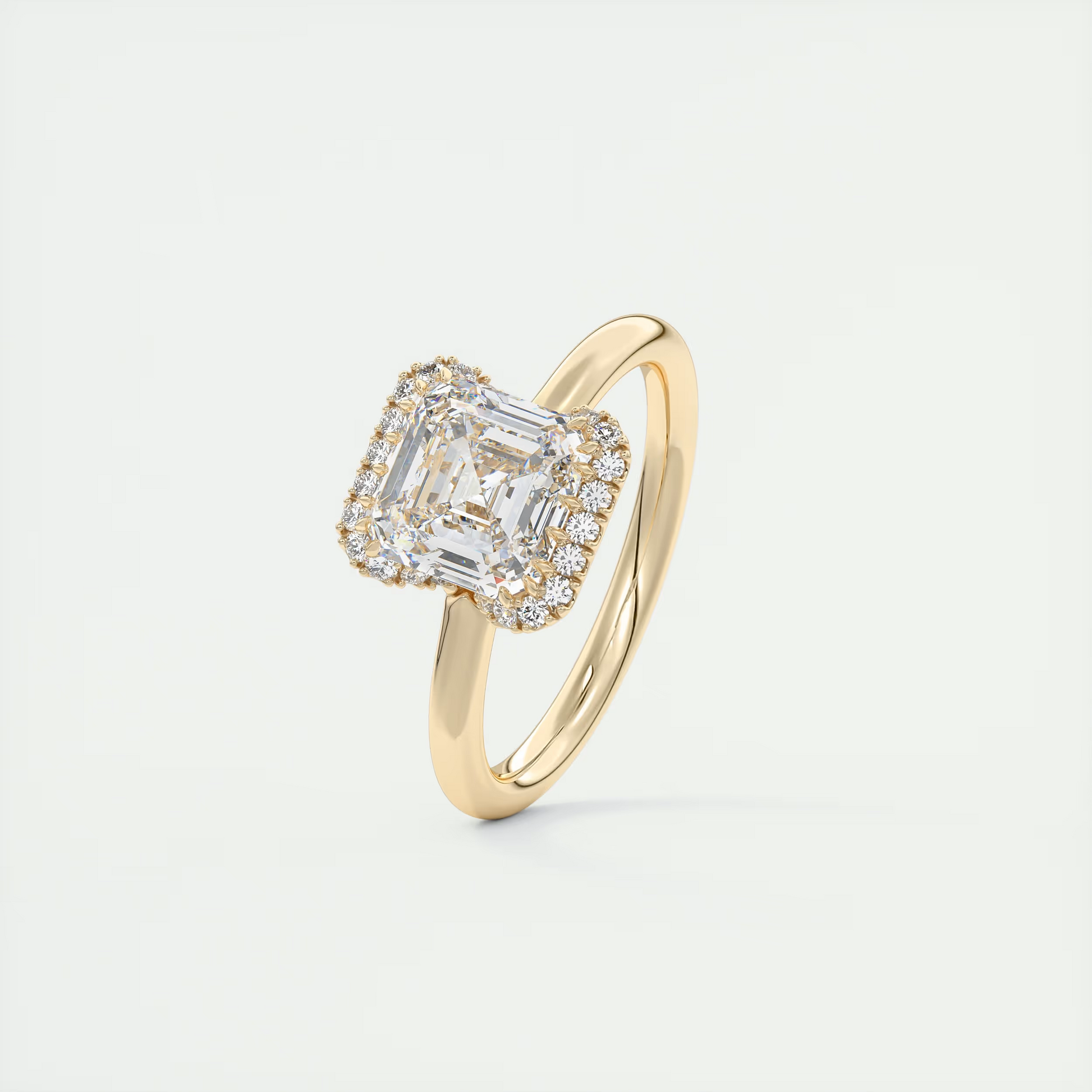 Luxury 2 Carat Asscher Flush Stacking Half Halo Solitaire