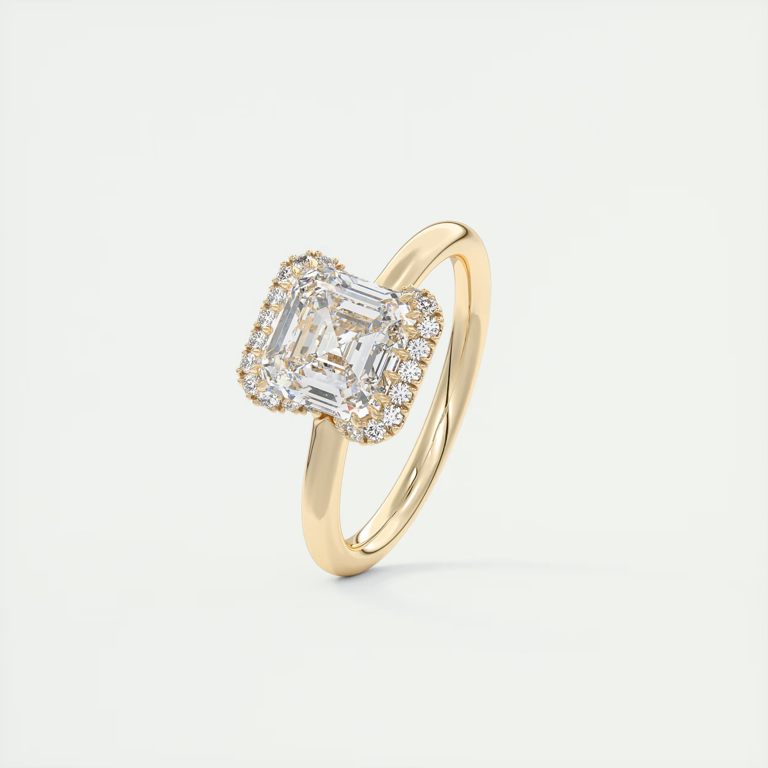 Luxury 2 Carat Asscher Flush Stacking Half Halo Solitaire