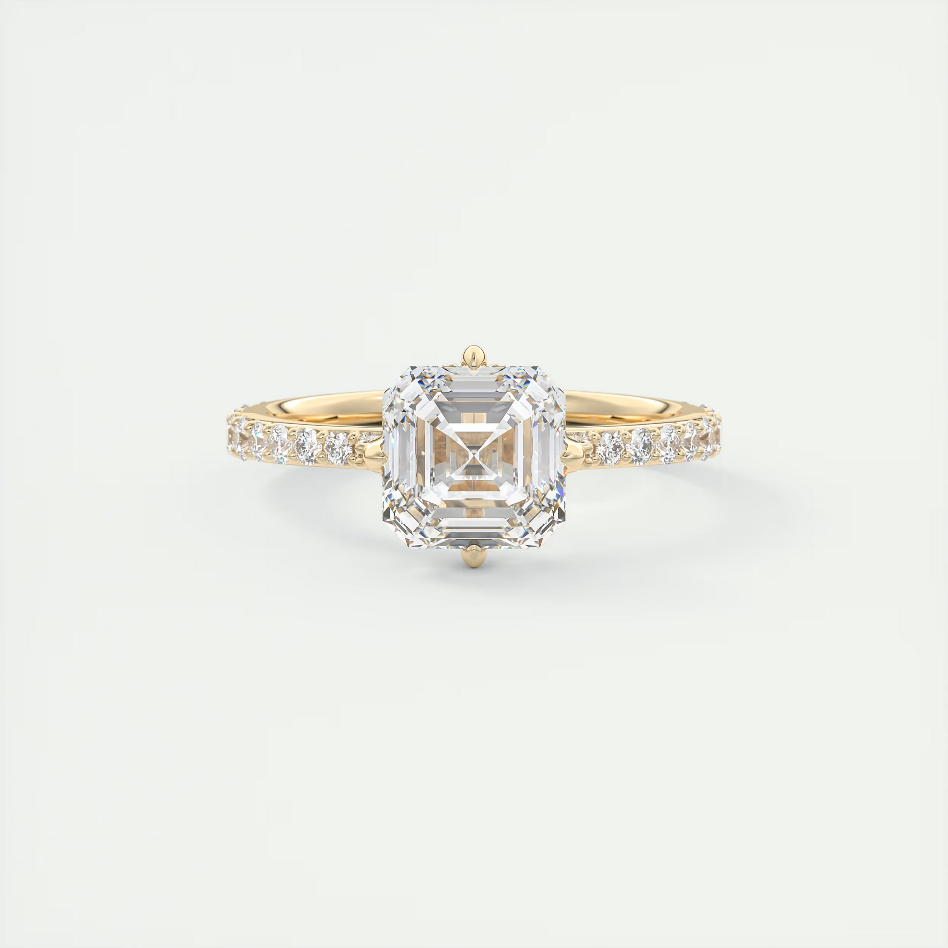 2 Carat Compass Point Pavé Asscher Solitaire