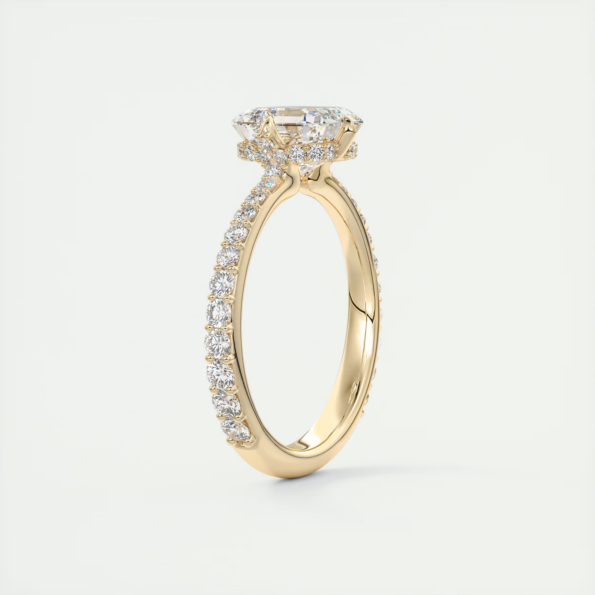 2 Carat Compass Point Pavé Asscher Solitaire