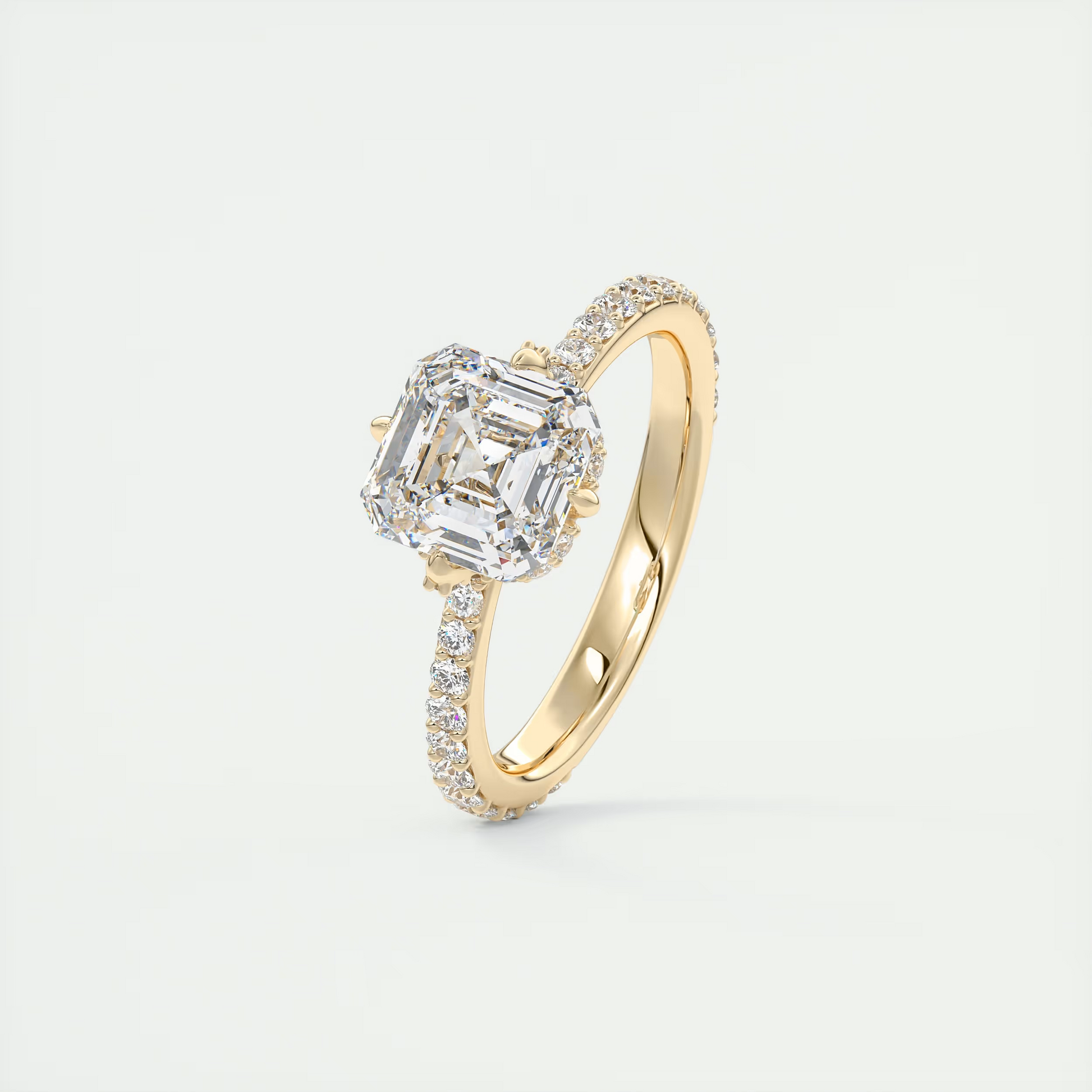 2 Carat Compass Point Pavé Asscher Solitaire