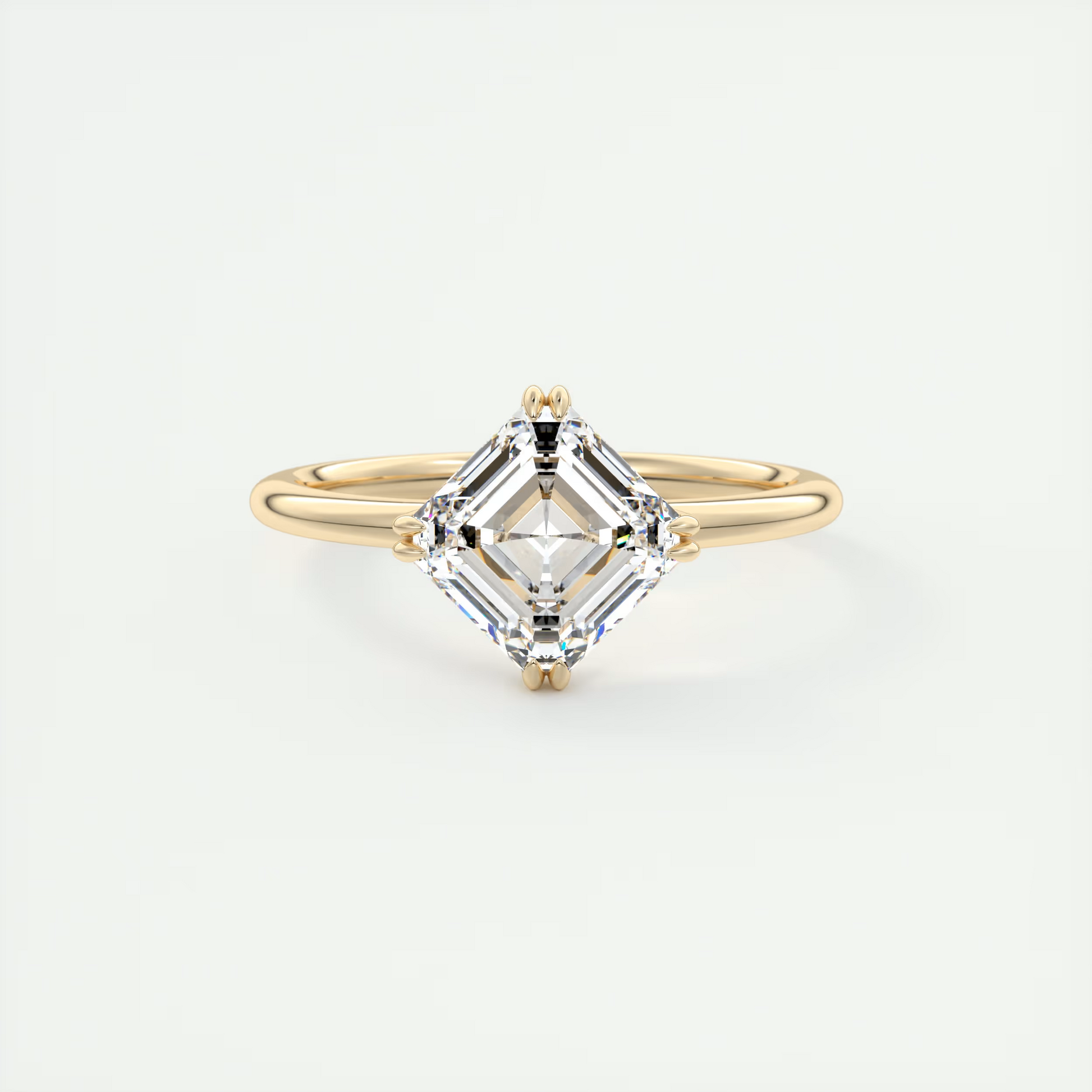 2 Carat Low Profile Kite Set Asscher Solitaire
