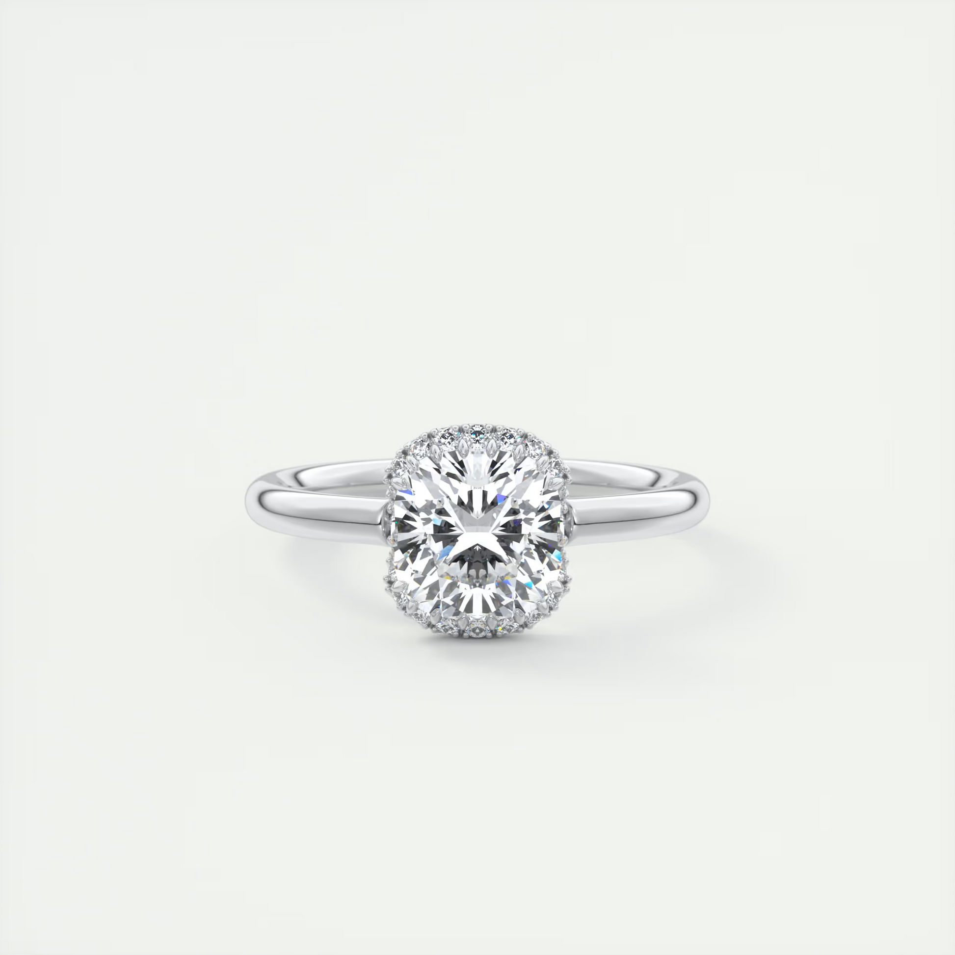 Ultimate 2 Carat Cushion Flush Stacking Half Halo Solitaire
