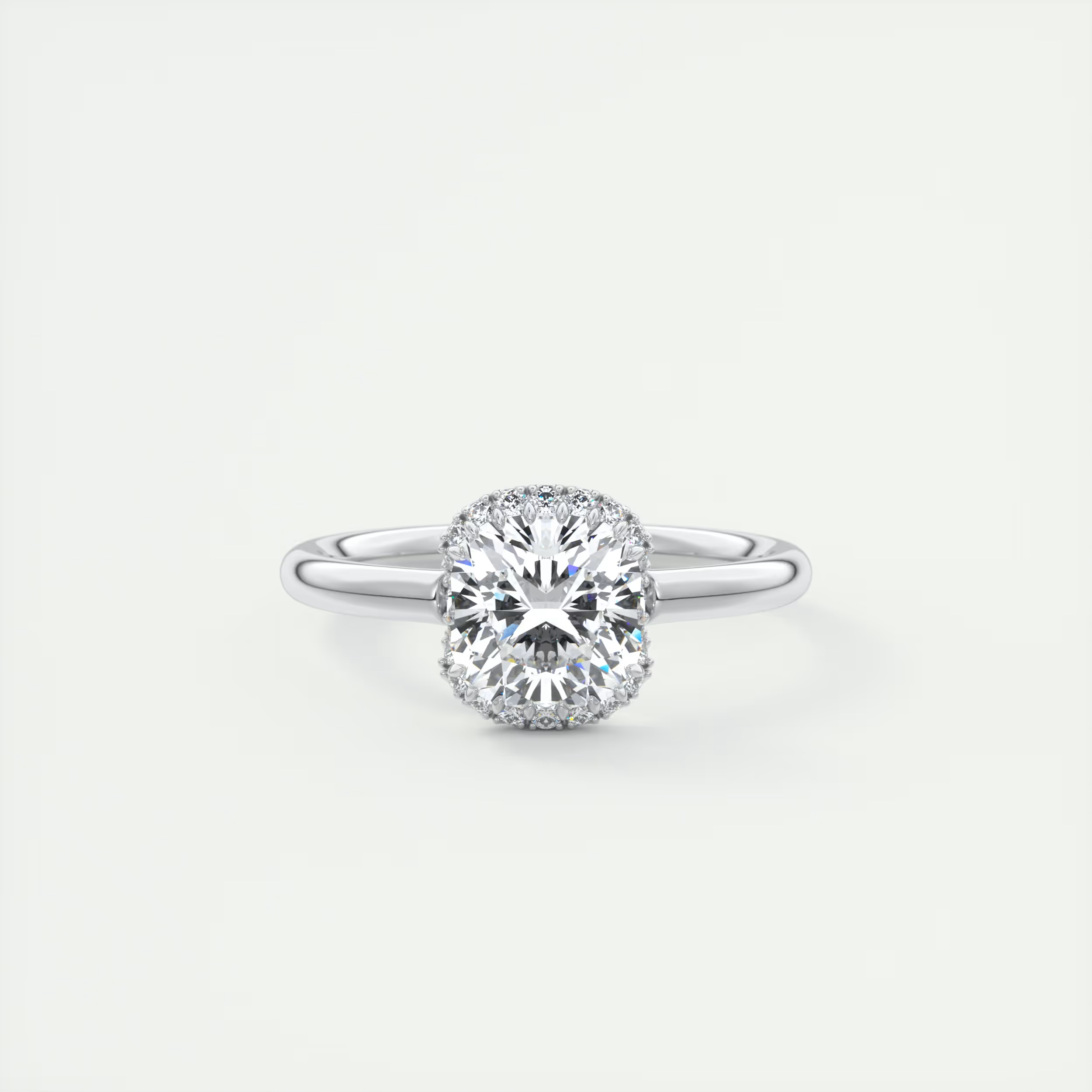 Ultimate 2 Carat Cushion Flush Stacking Half Halo Solitaire