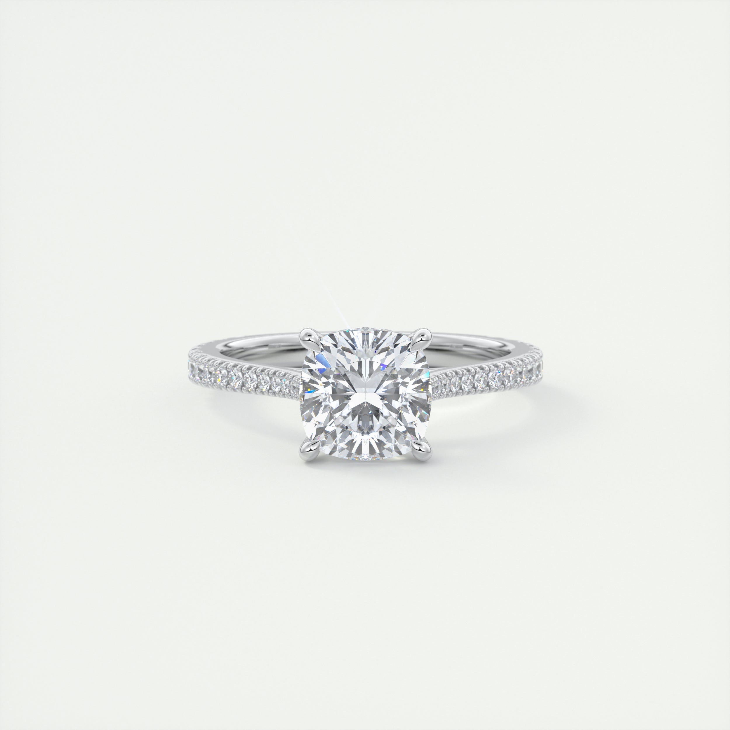 Sparkle 2 Carat Cushion Hidden Halo Cathedral Engagement Ring