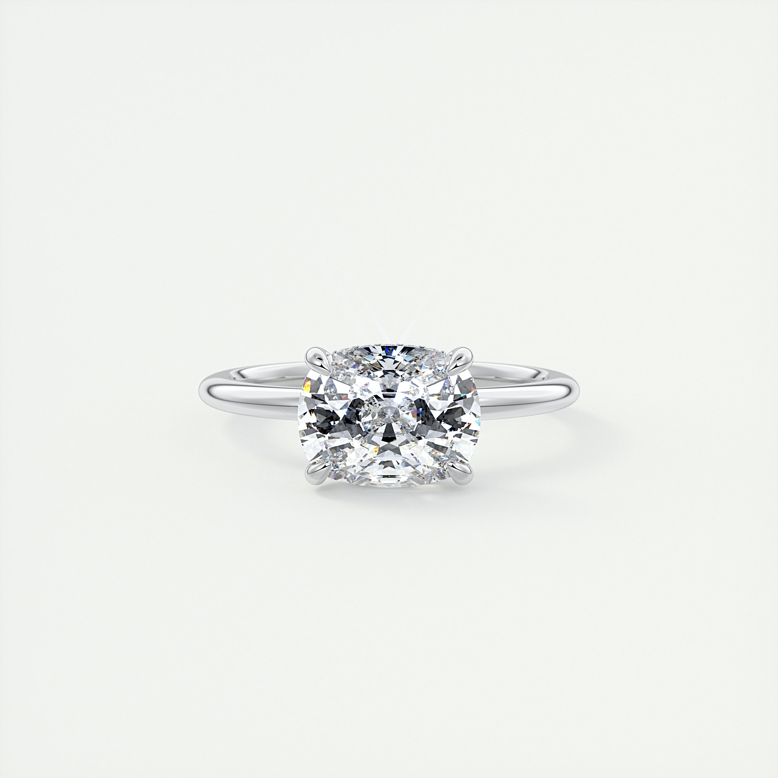 Grace 2 Carat Cushion Hidden Halo Pavé Engagement Ring