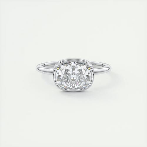 2 Carat East West Cushion Bezel Solitaire – Flush Stacking