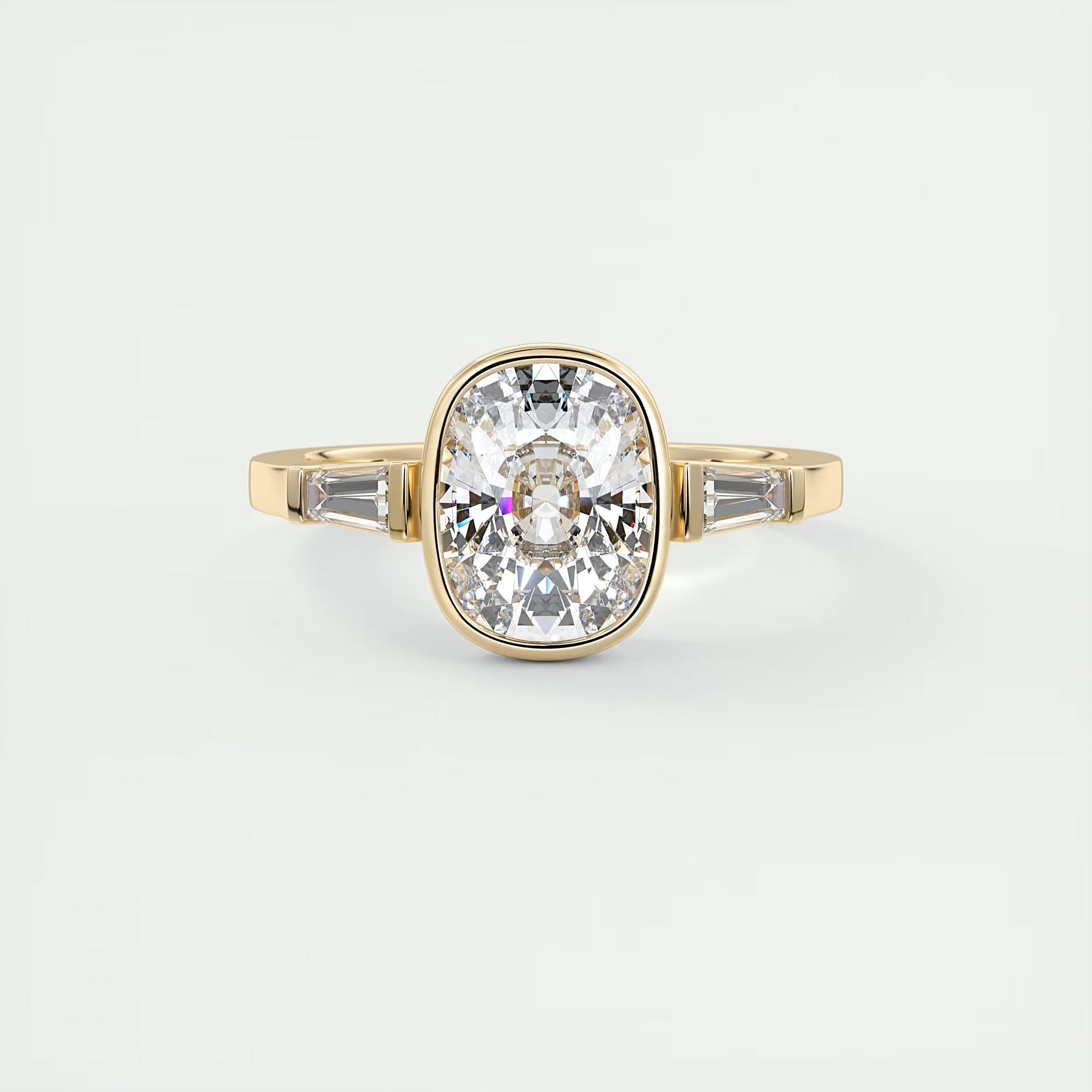 Elegance 2 Carat Oval & Baguette Three-Stone Engagement Ring