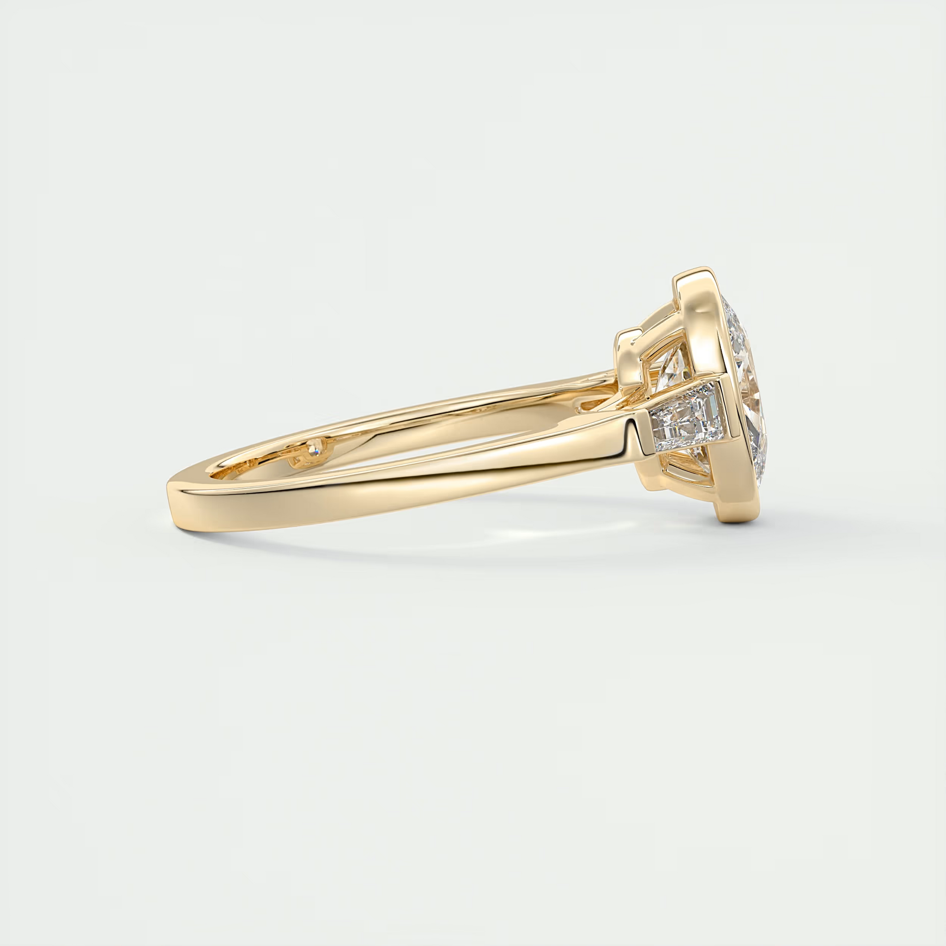 Elegance 2 Carat Oval & Baguette Three-Stone Engagement Ring
