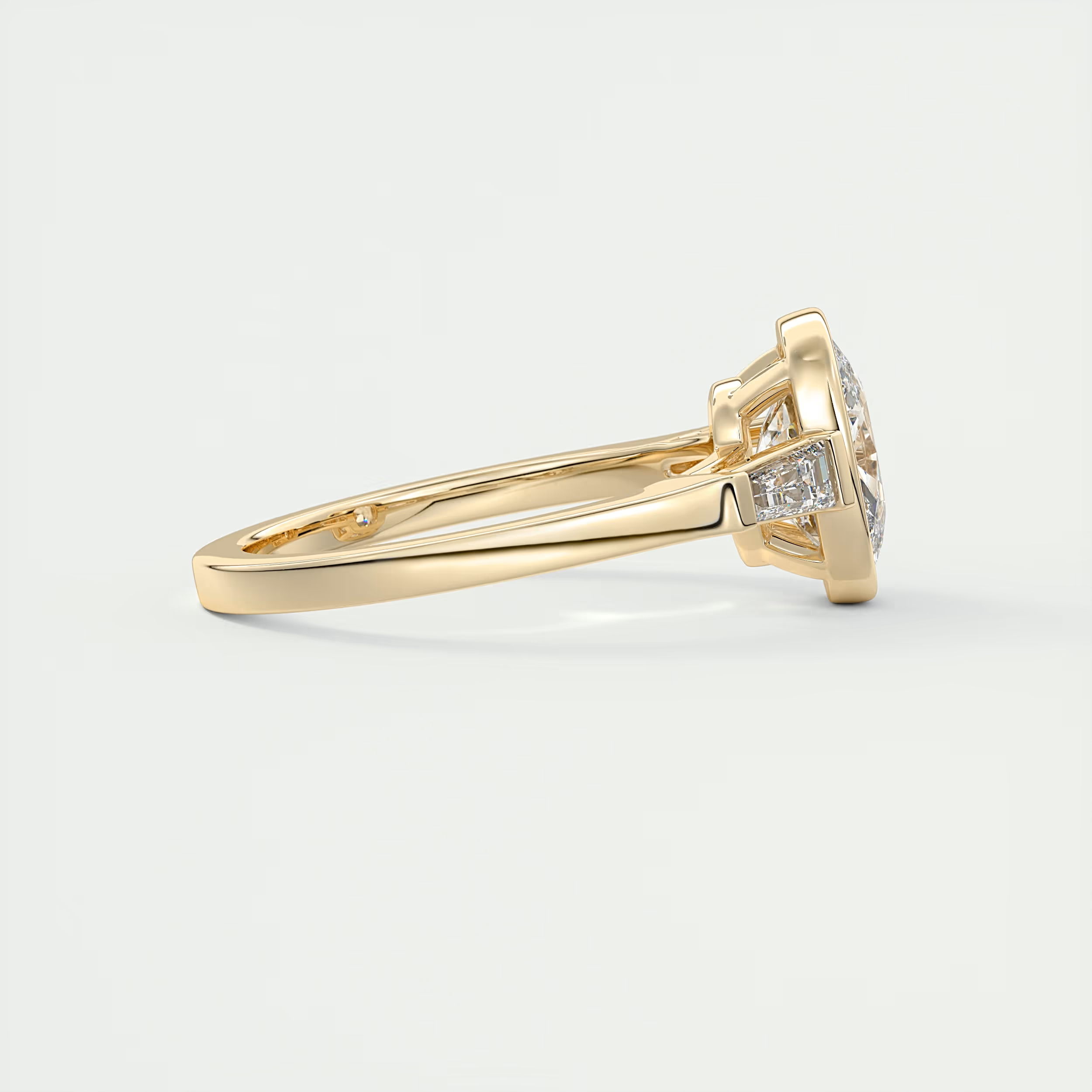 Elegance 2 Carat Oval & Baguette Three-Stone Engagement Ring