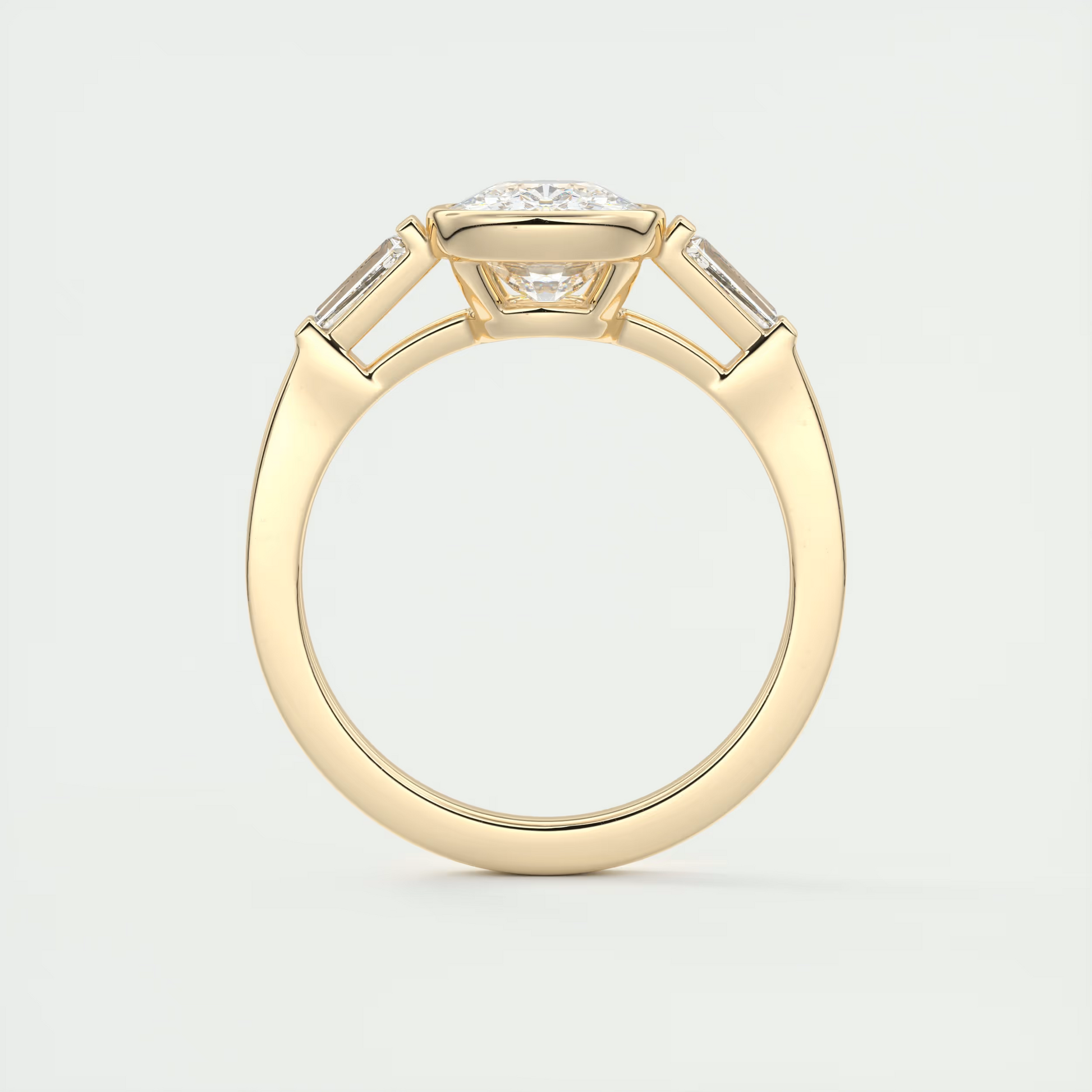 Elegance 2 Carat Oval & Baguette Three-Stone Engagement Ring