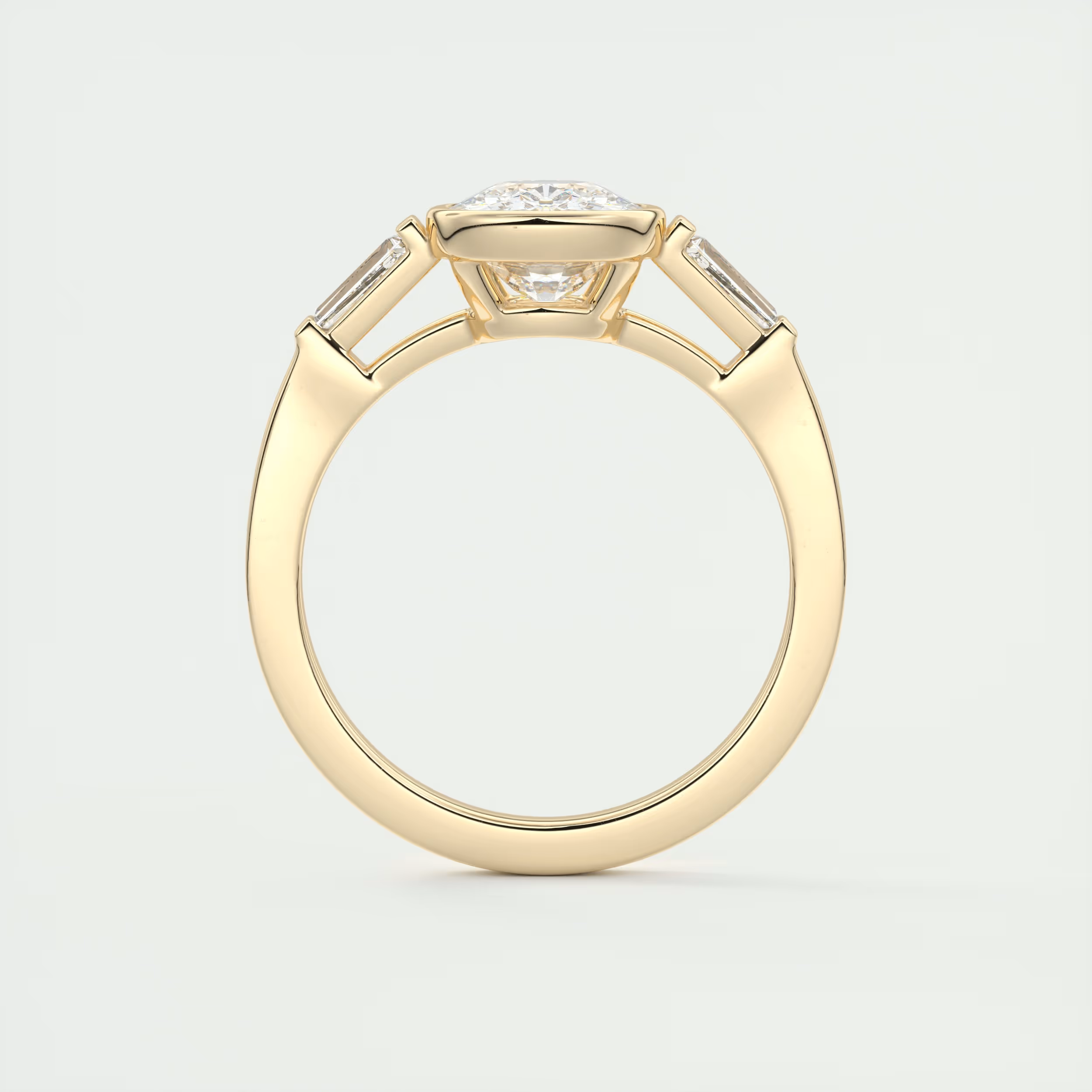 Elegance 2 Carat Oval & Baguette Three-Stone Engagement Ring