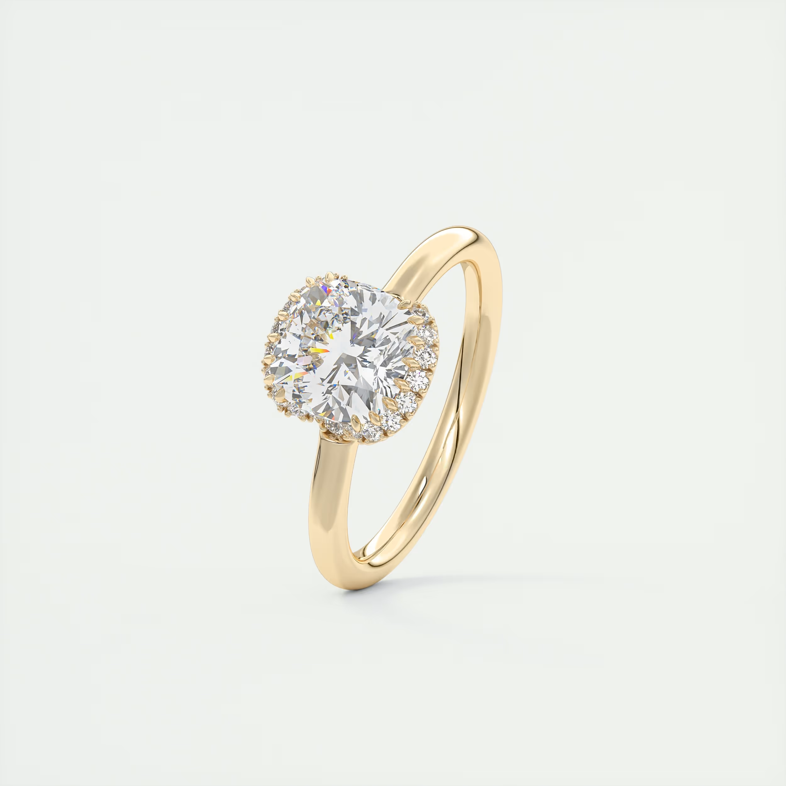 Ultimate 2 Carat Cushion Flush Stacking Half Halo Solitaire