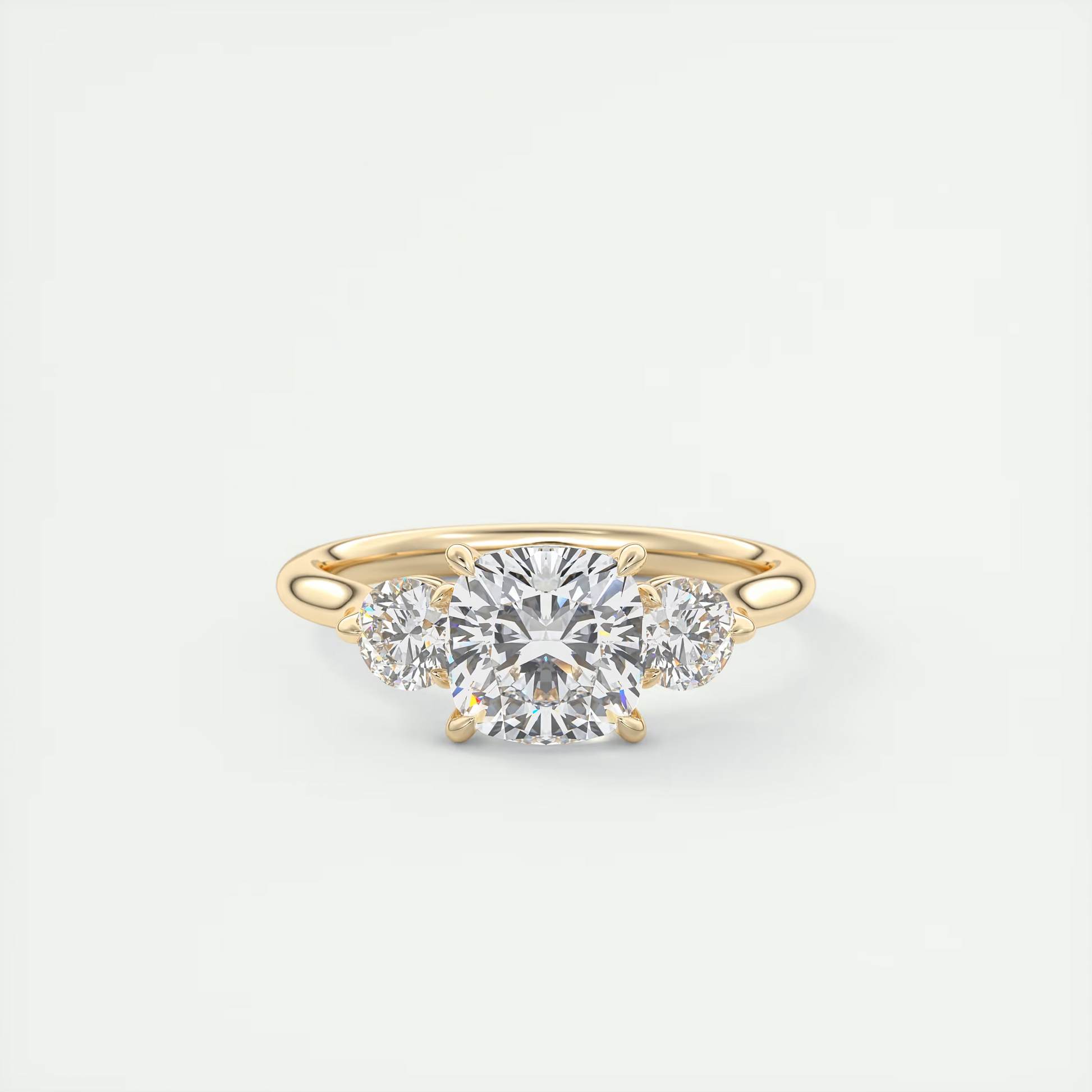 Cathedral 2 Carat Cushion Cathedral Three-Stone Engagement Ring