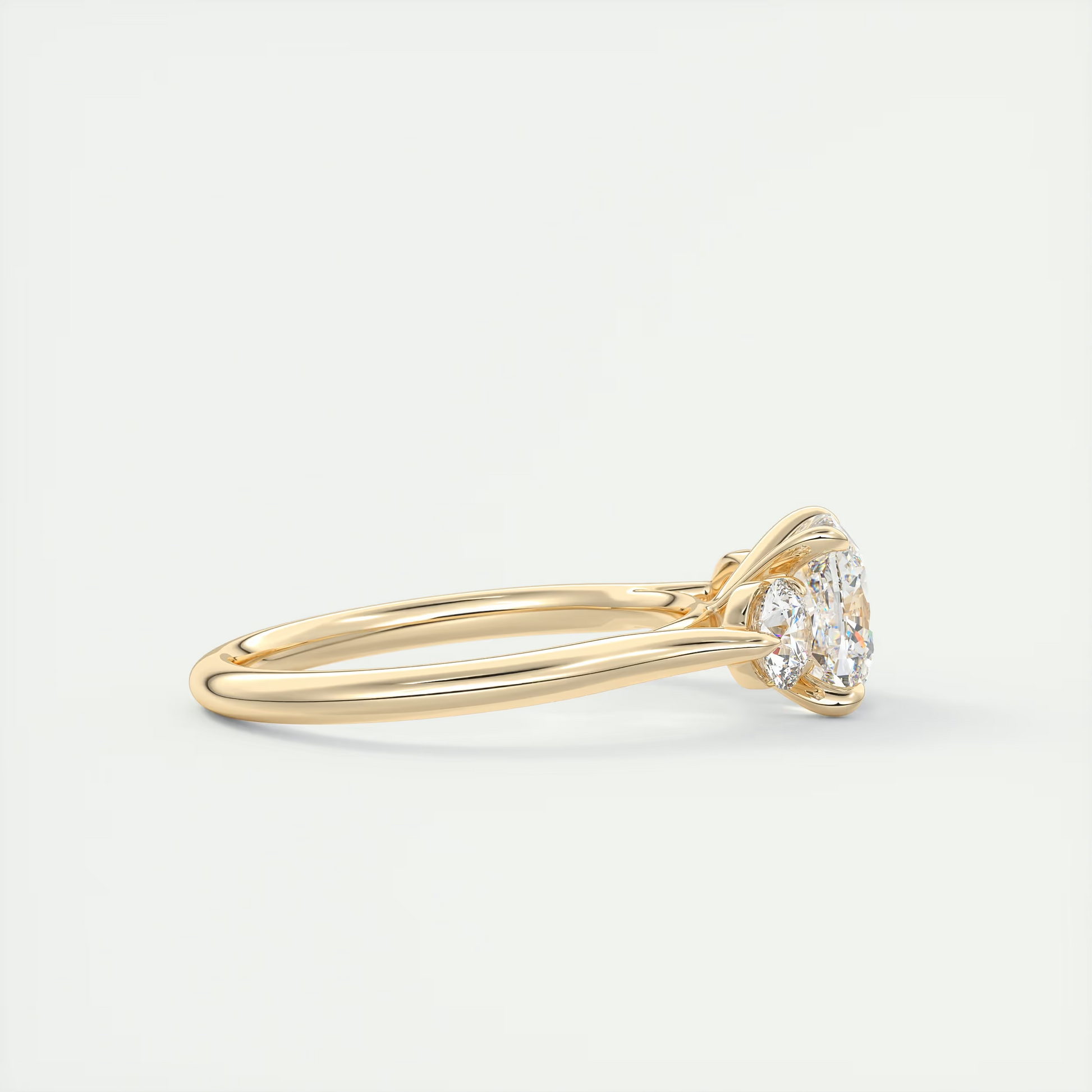 Cathedral 2 Carat Cushion Cathedral Three-Stone Engagement Ring