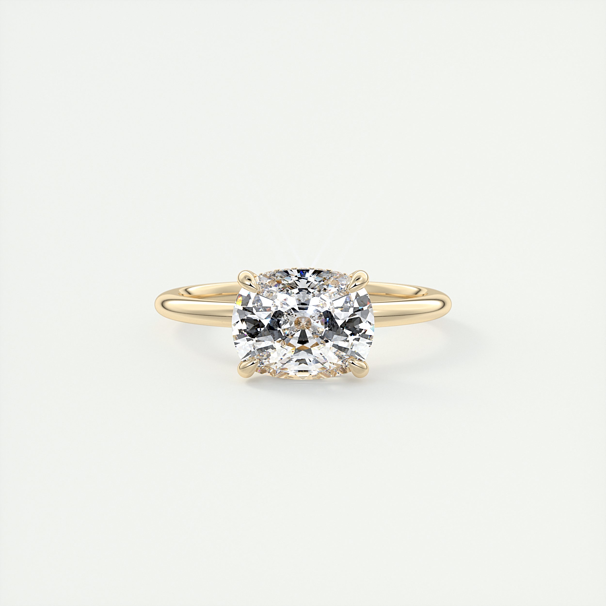 Grace 2 Carat Cushion Hidden Halo Pavé Engagement Ring