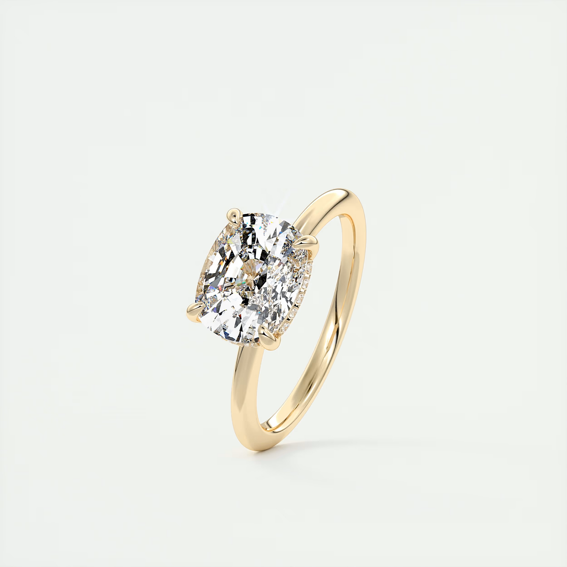 Grace 2 Carat Cushion Hidden Halo Pavé Engagement Ring