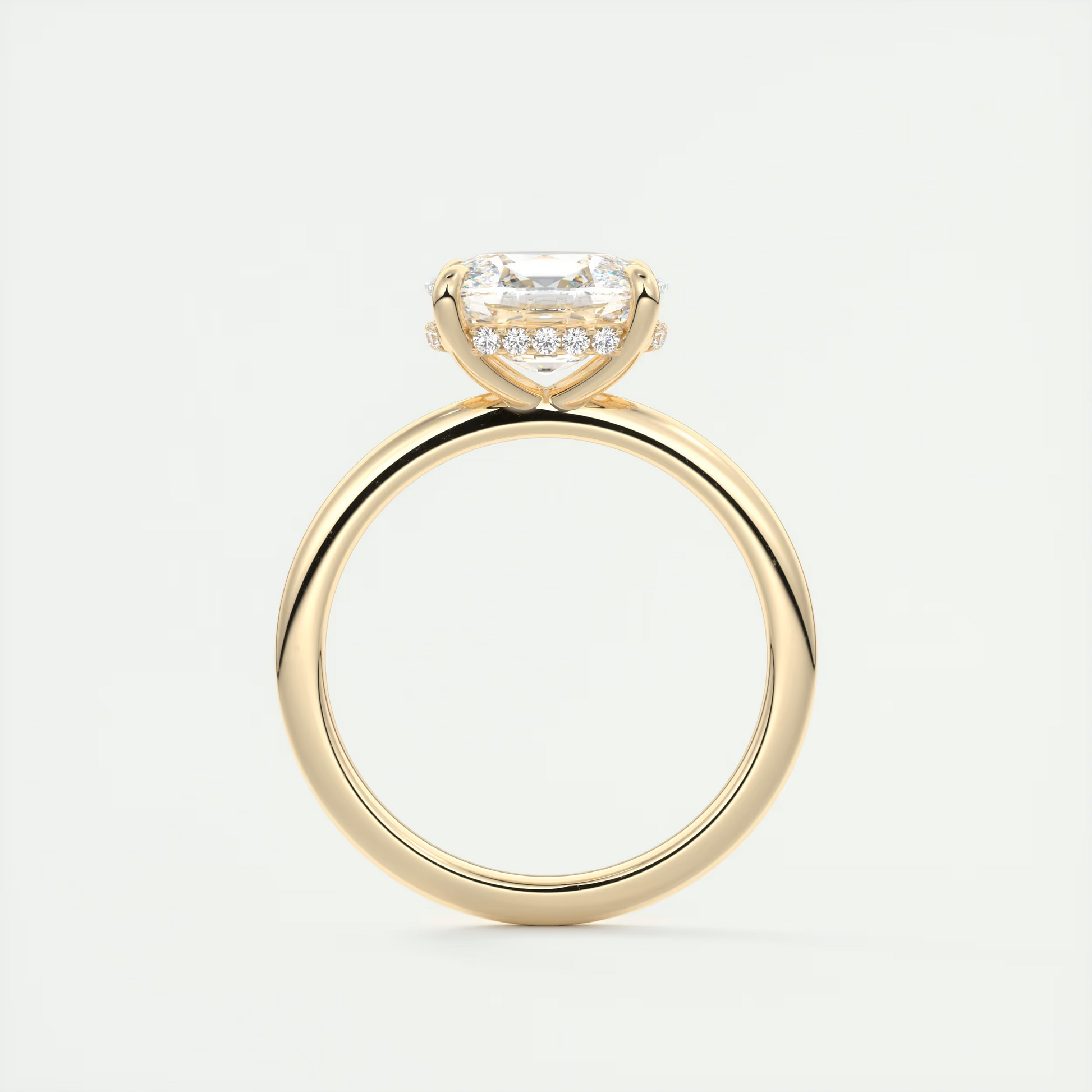 Grace 2 Carat Cushion Hidden Halo Pavé Engagement Ring