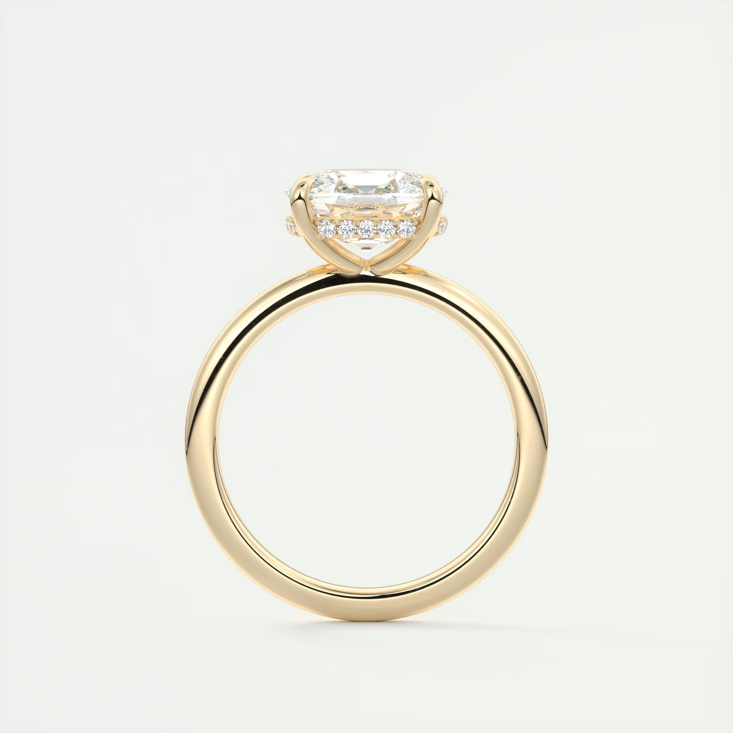 Grace 2 Carat Cushion Hidden Halo Pavé Engagement Ring