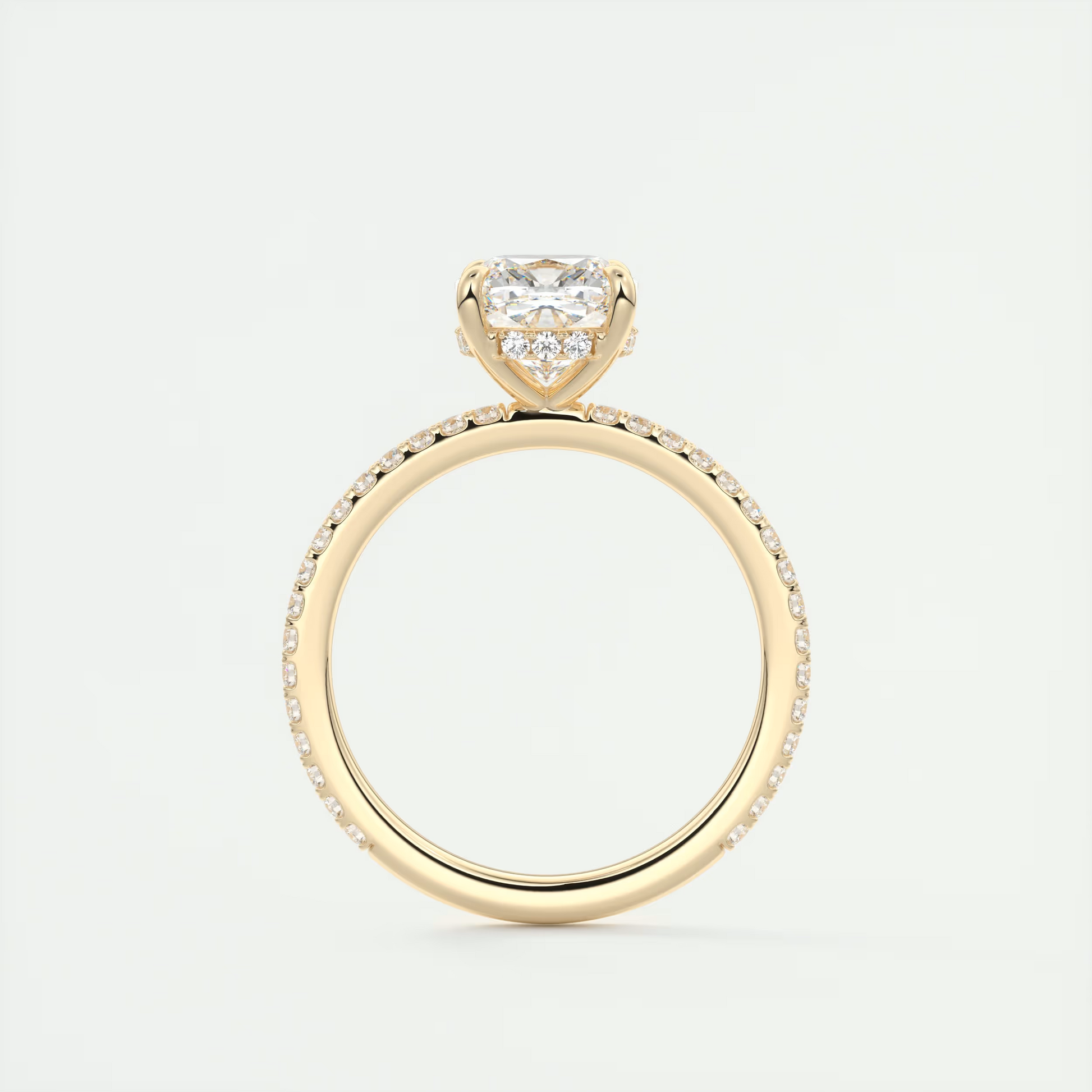2 Carat Cushion Hidden Halo Pavé Engagement Ring