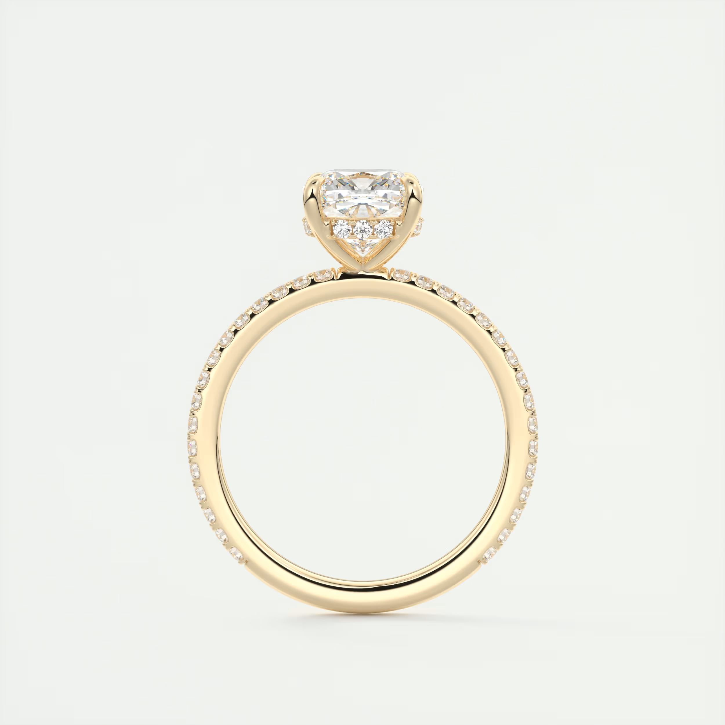 2 Carat Cushion Hidden Halo Pavé Engagement Ring