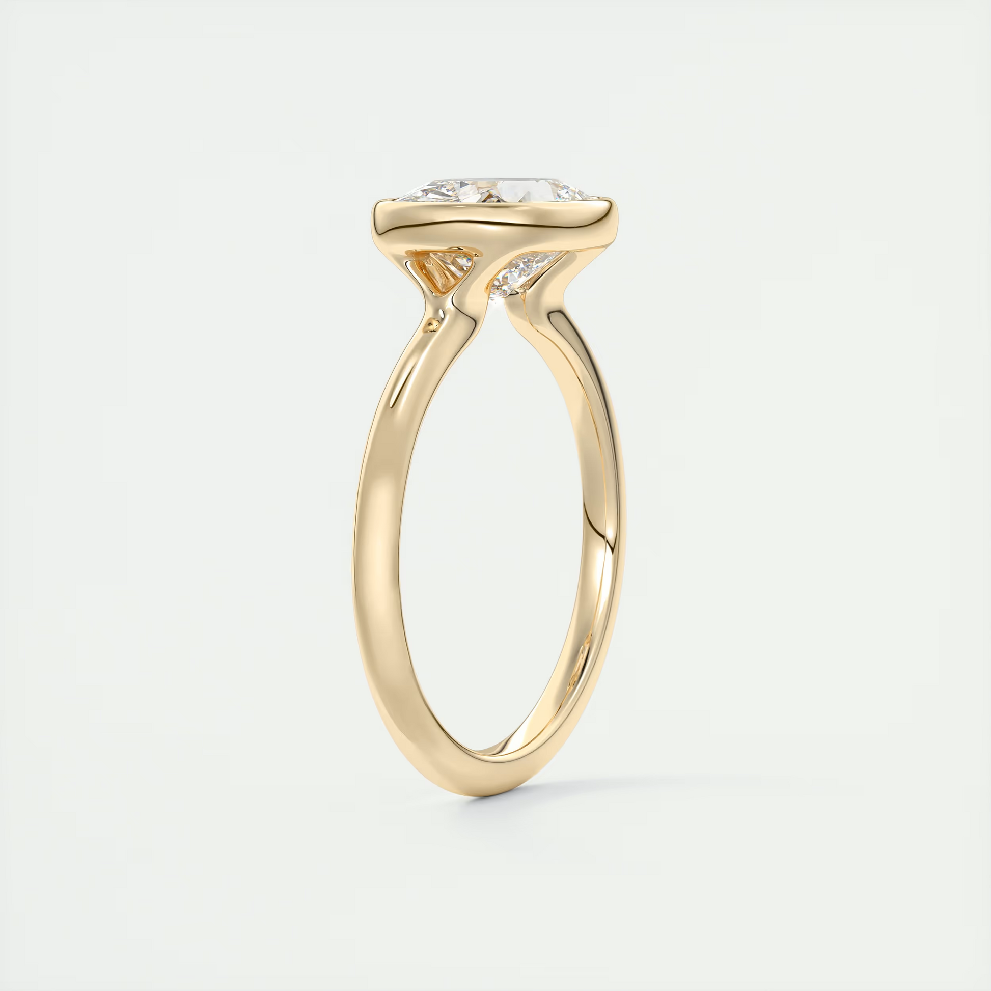 2 Carat East West Cushion Bezel Solitaire – Flush Stacking
