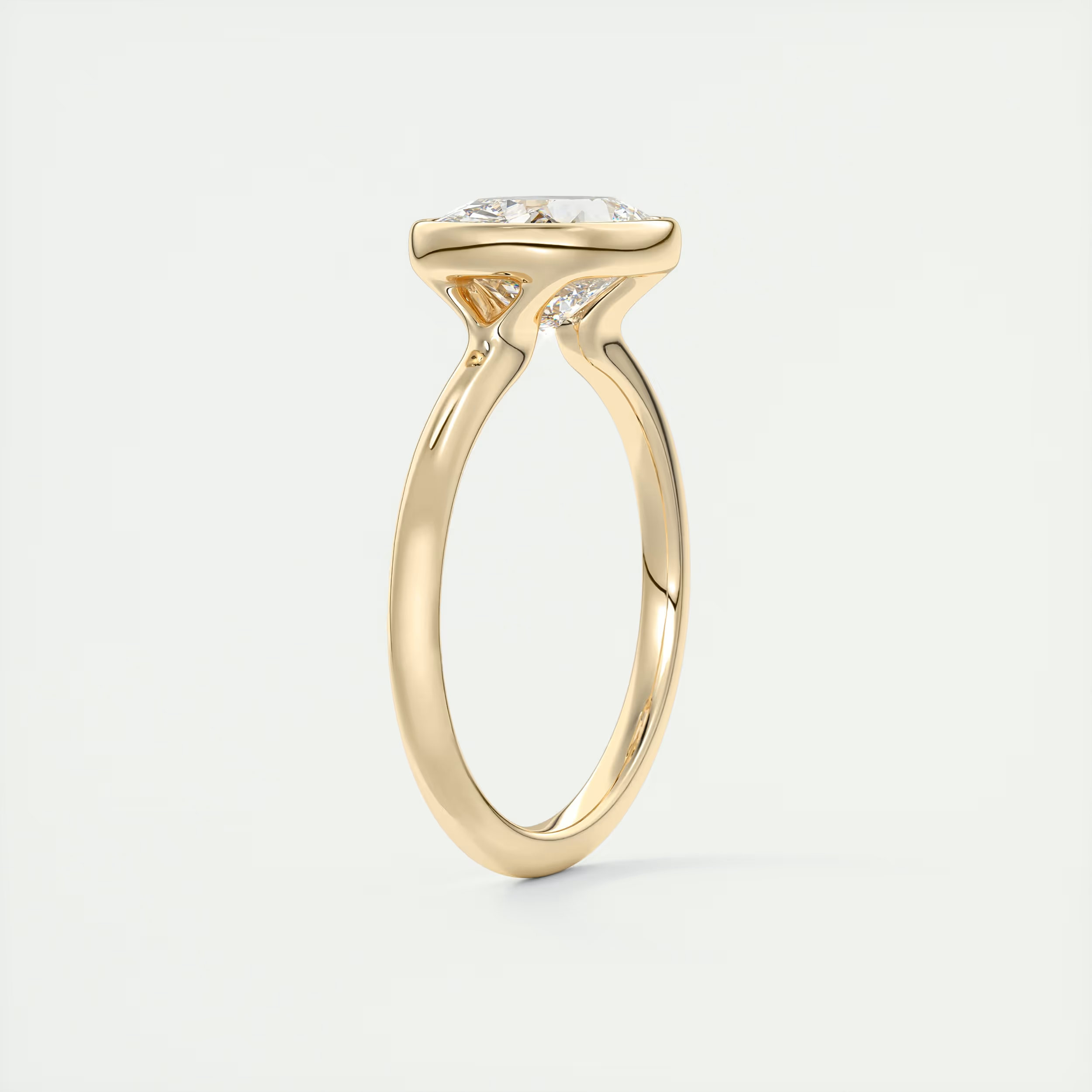 2 Carat East West Cushion Bezel Solitaire – Flush Stacking