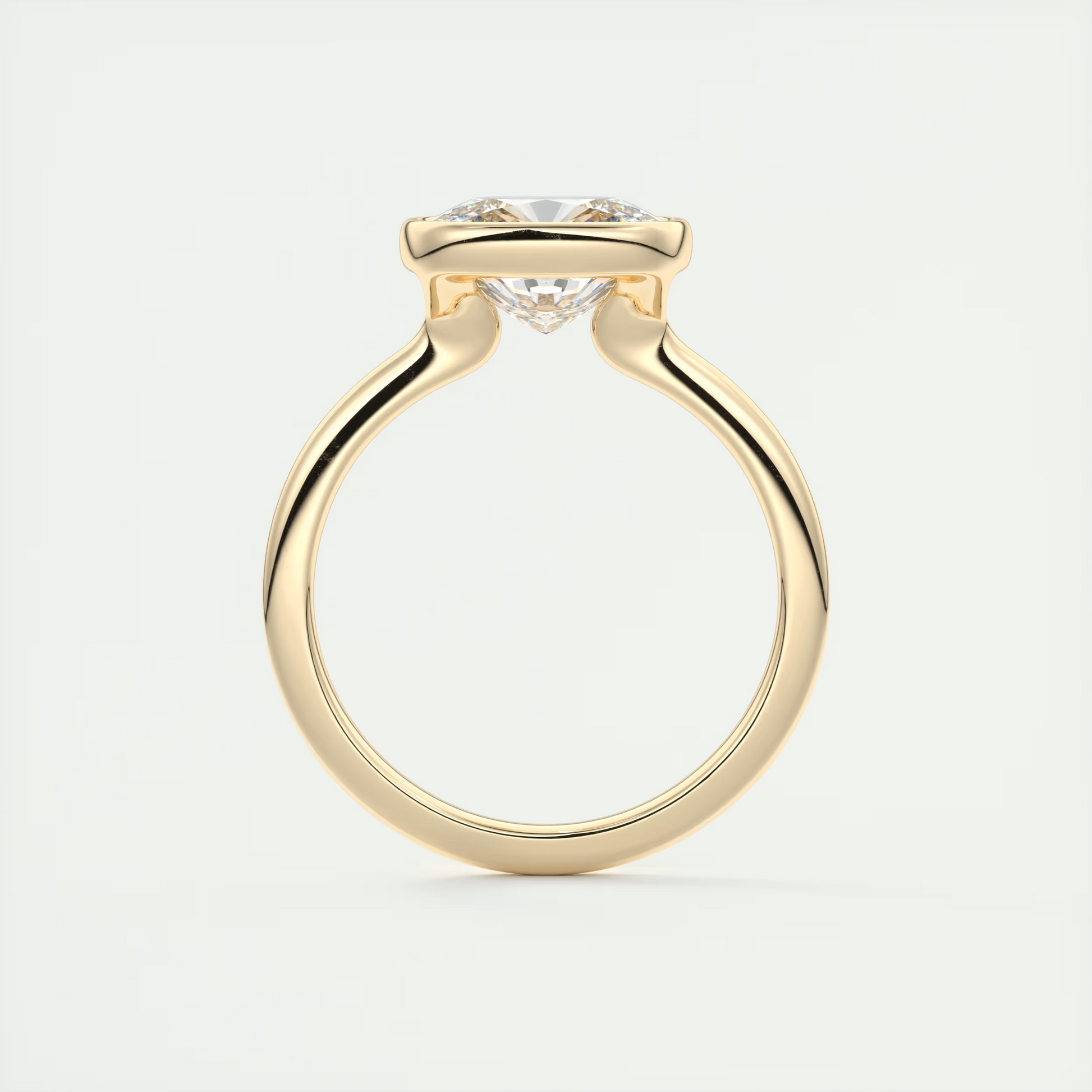 2 Carat East West Cushion Bezel Solitaire – Flush Stacking