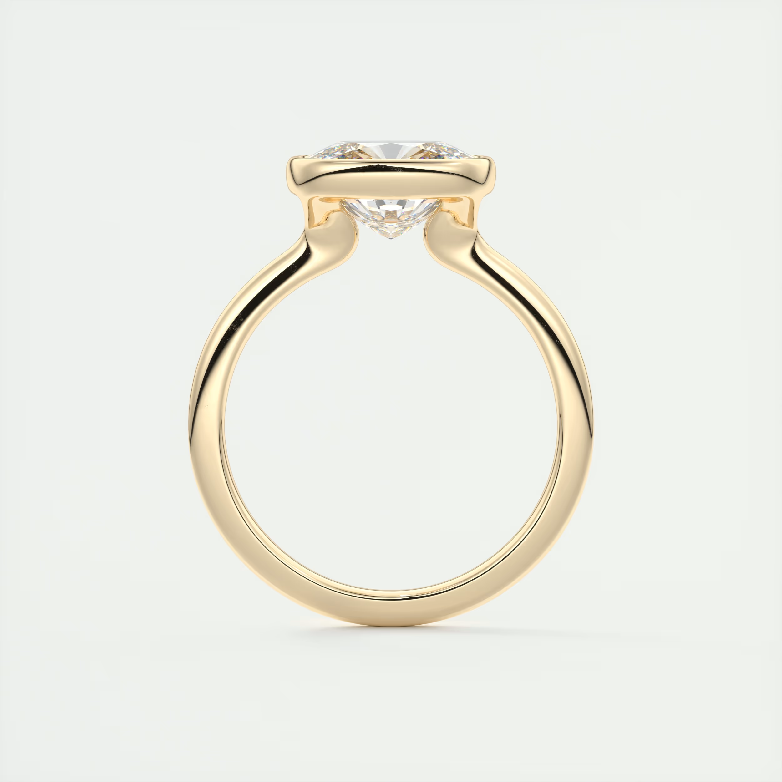2 Carat East West Cushion Bezel Solitaire – Flush Stacking