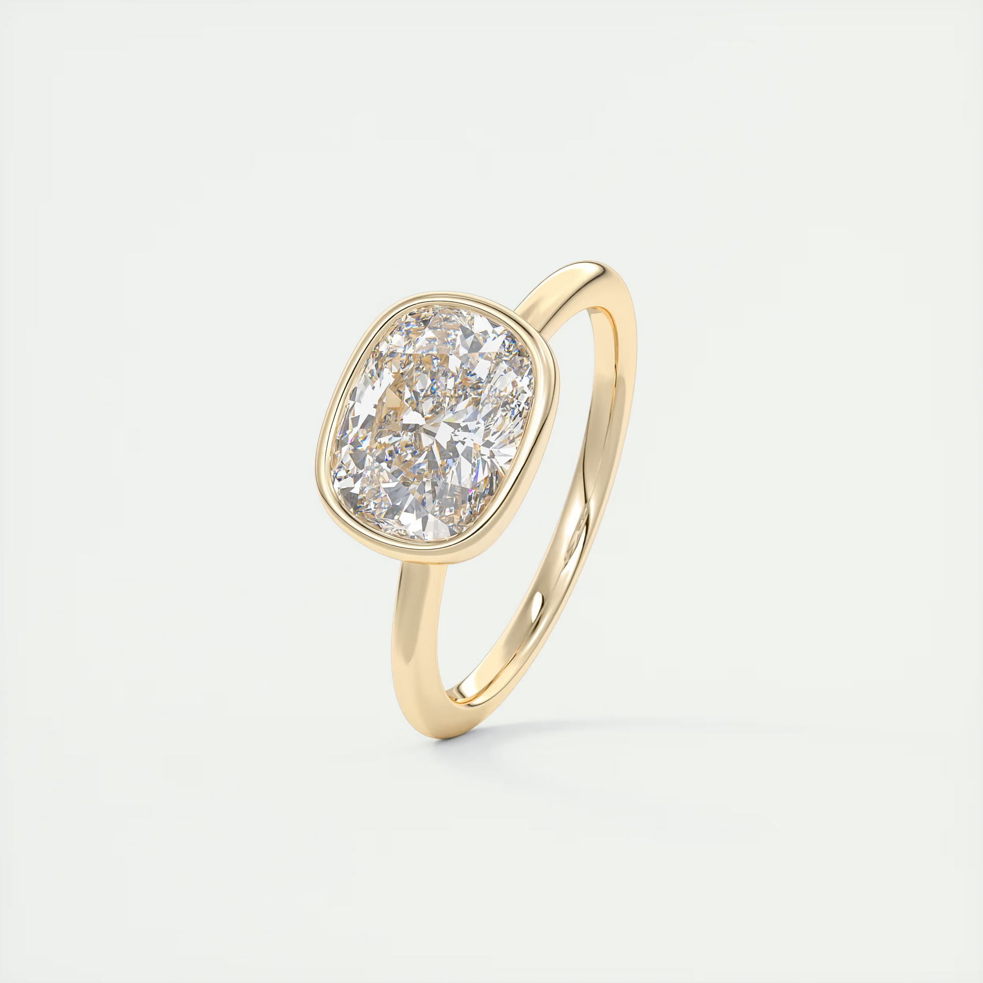 2 Carat East West Cushion Bezel Solitaire – Flush Stacking