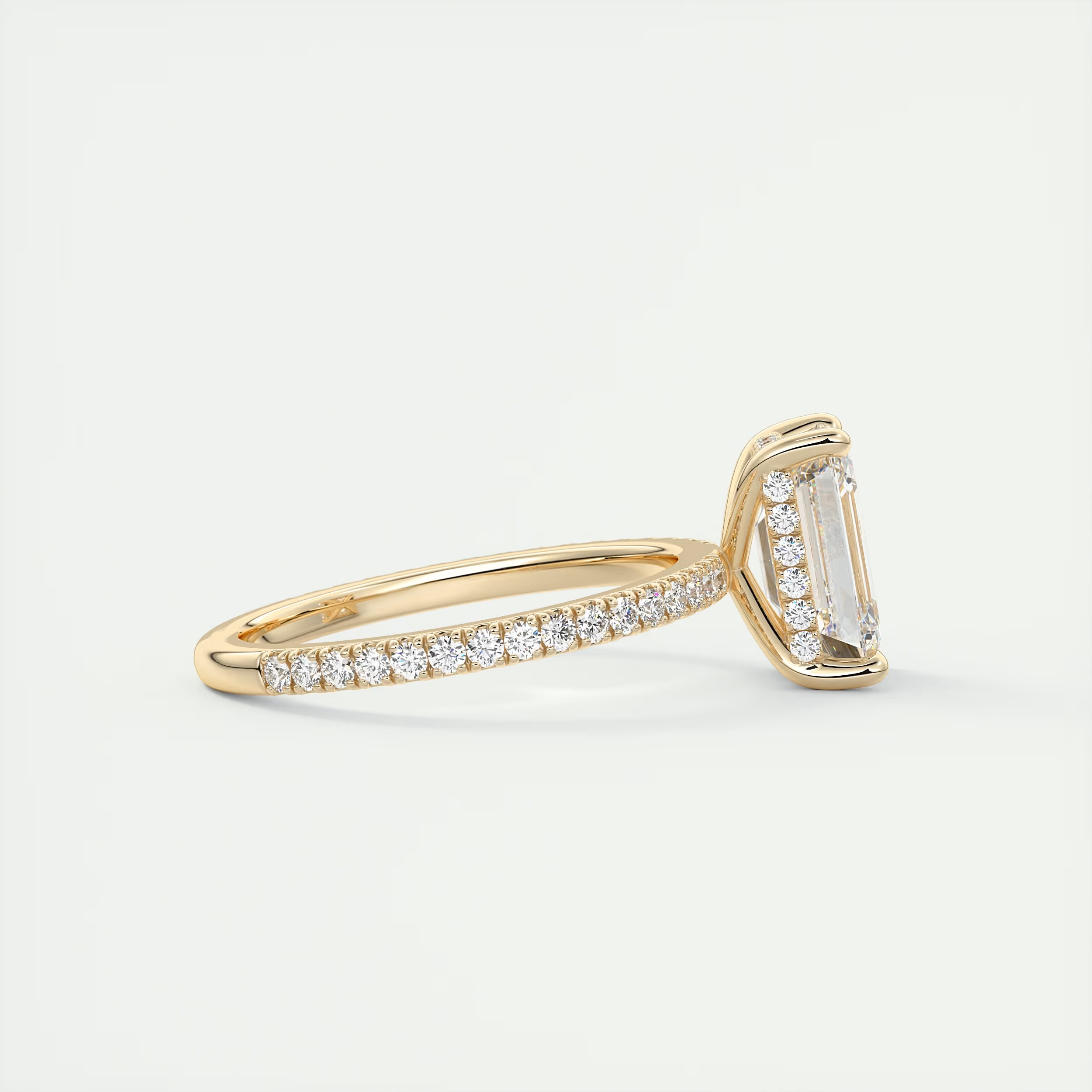 Refined 2 Carat Emerald Hidden Halo Pavé Setting