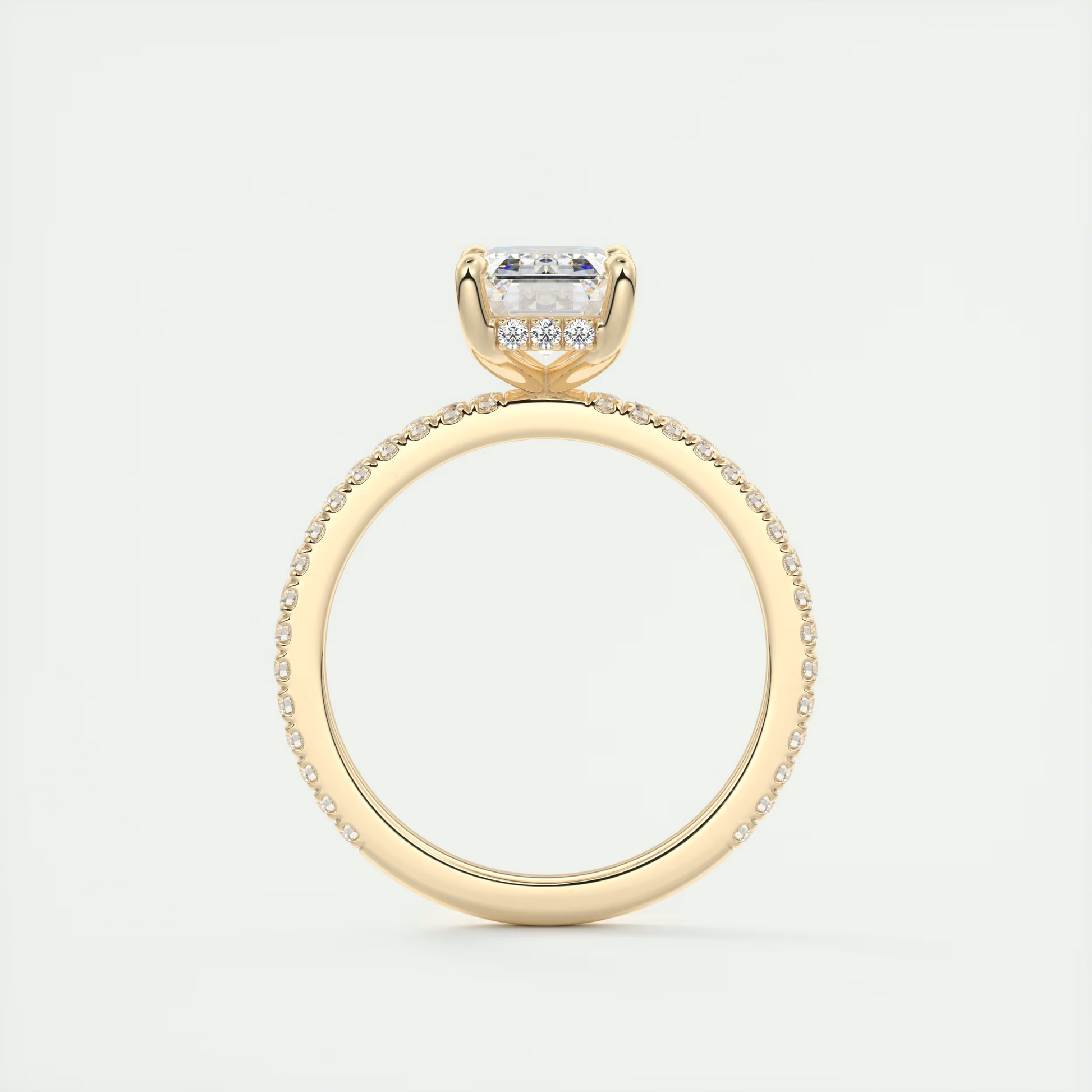 Refined 2 Carat Emerald Hidden Halo Pavé Setting
