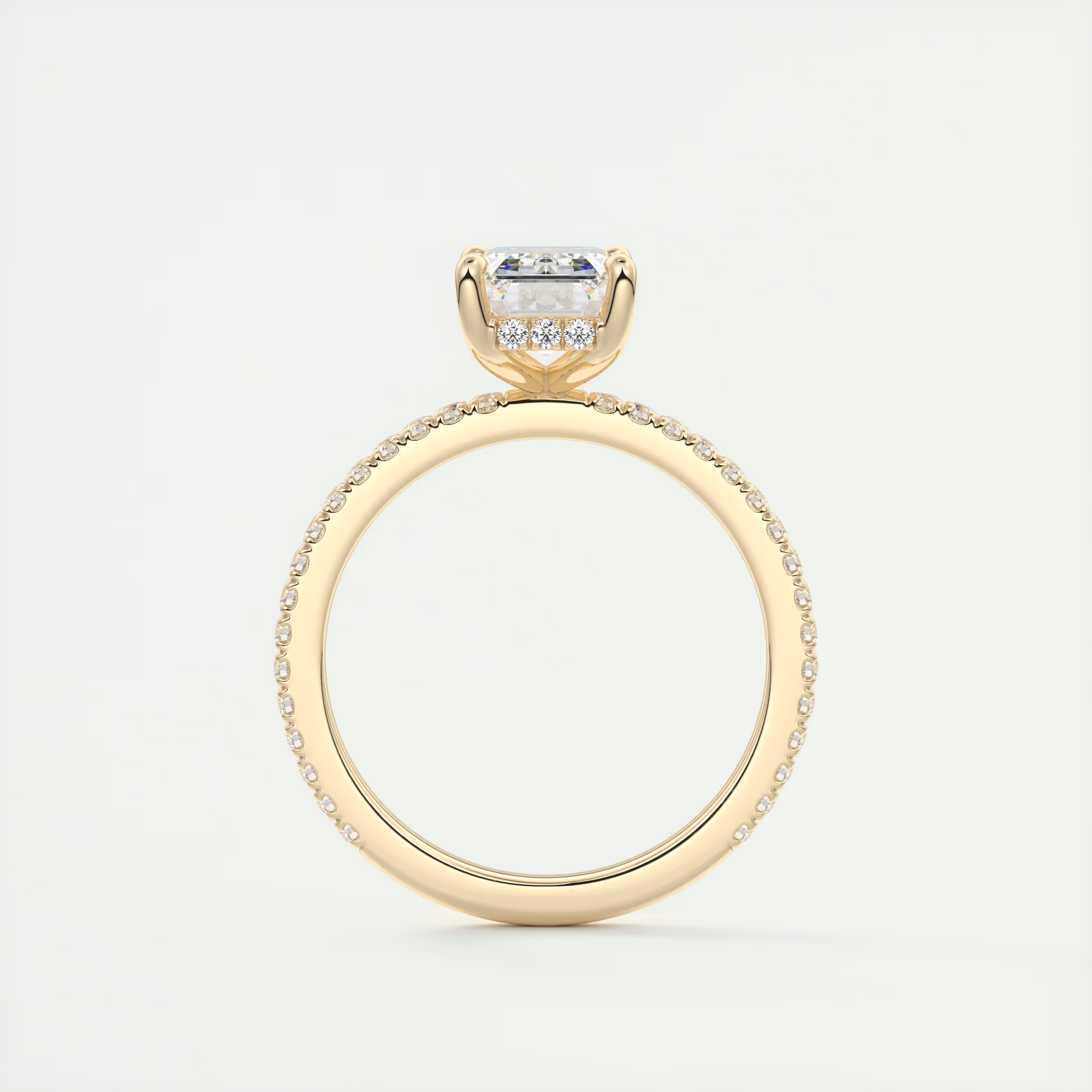 Refined 2 Carat Emerald Hidden Halo Pavé Setting