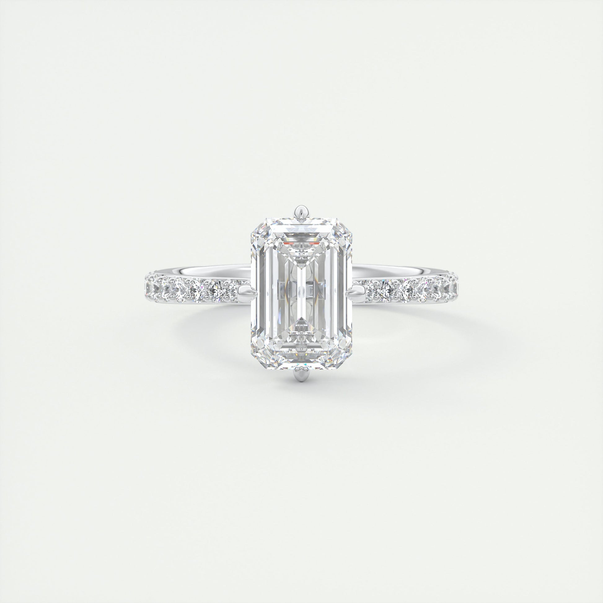2 Carat Emerald Compass Point Pavé Solitaire