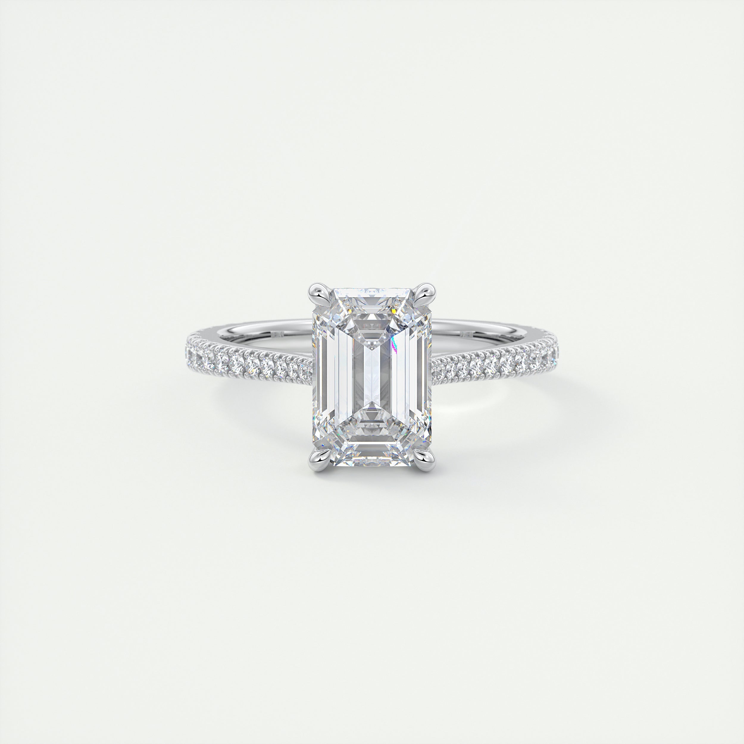 Beneath 2 Carat Emerald Hidden Halo Cathedral Engagement Ring