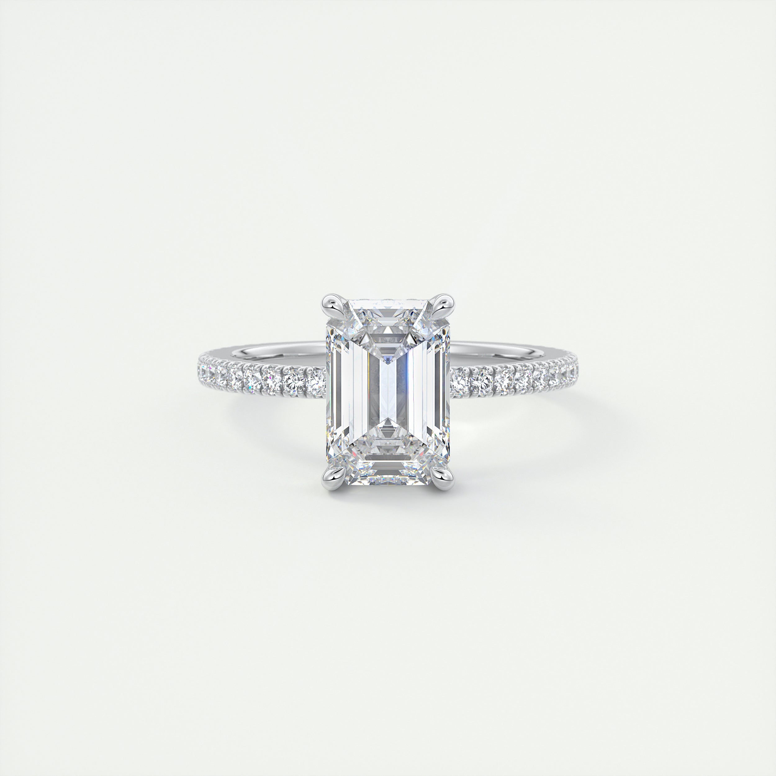 Refined 2 Carat Emerald Hidden Halo Pavé Setting