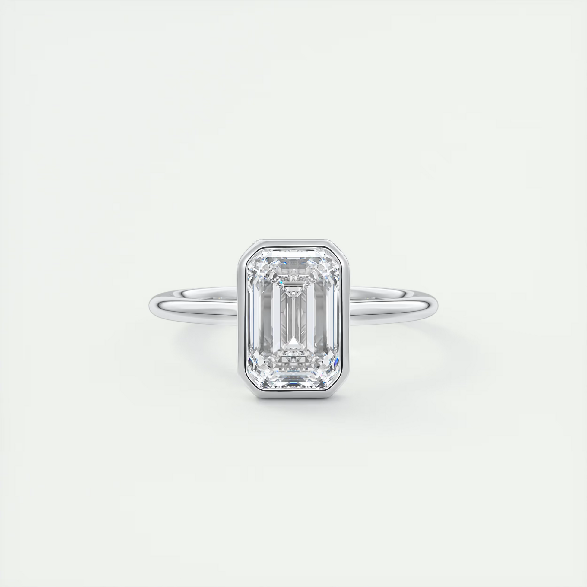 2 Carat Flush Stacking Emerald Bezel Solitaire