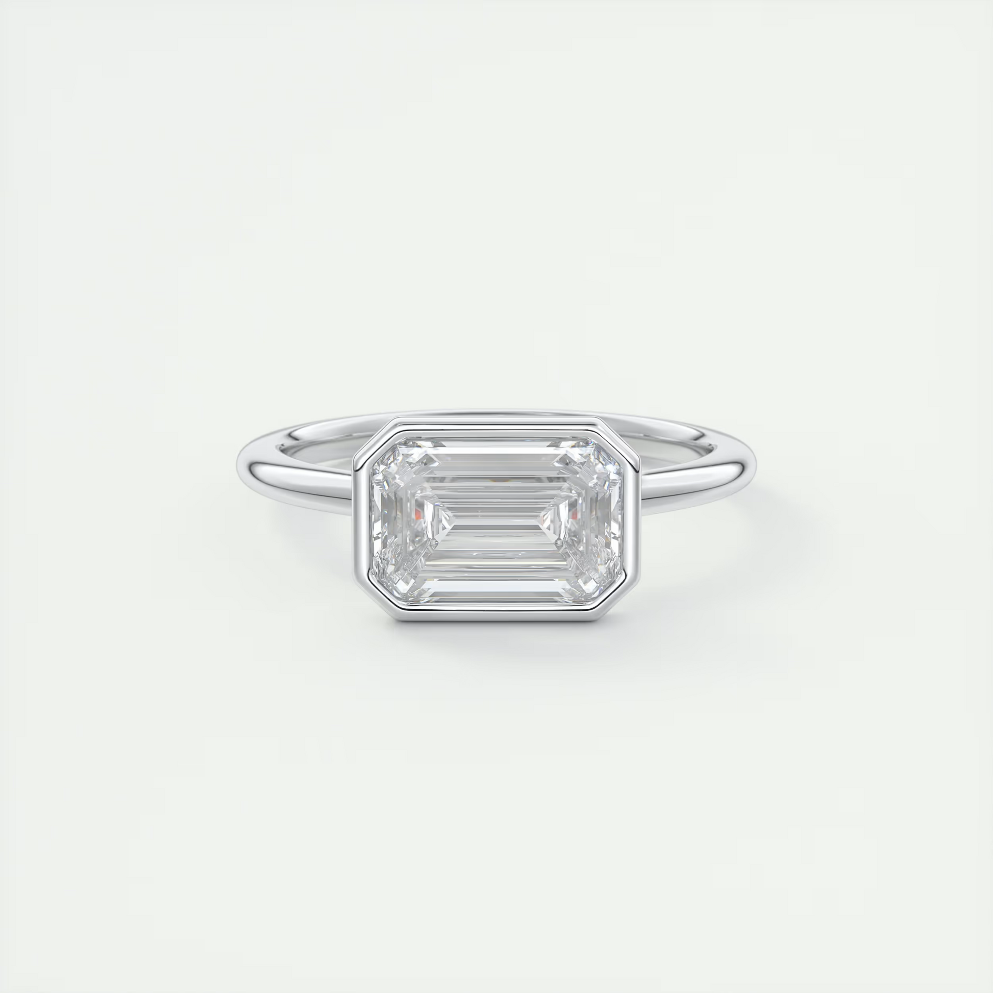 2 Carat East West Flush Stacking Emerald Bezel Solitaire