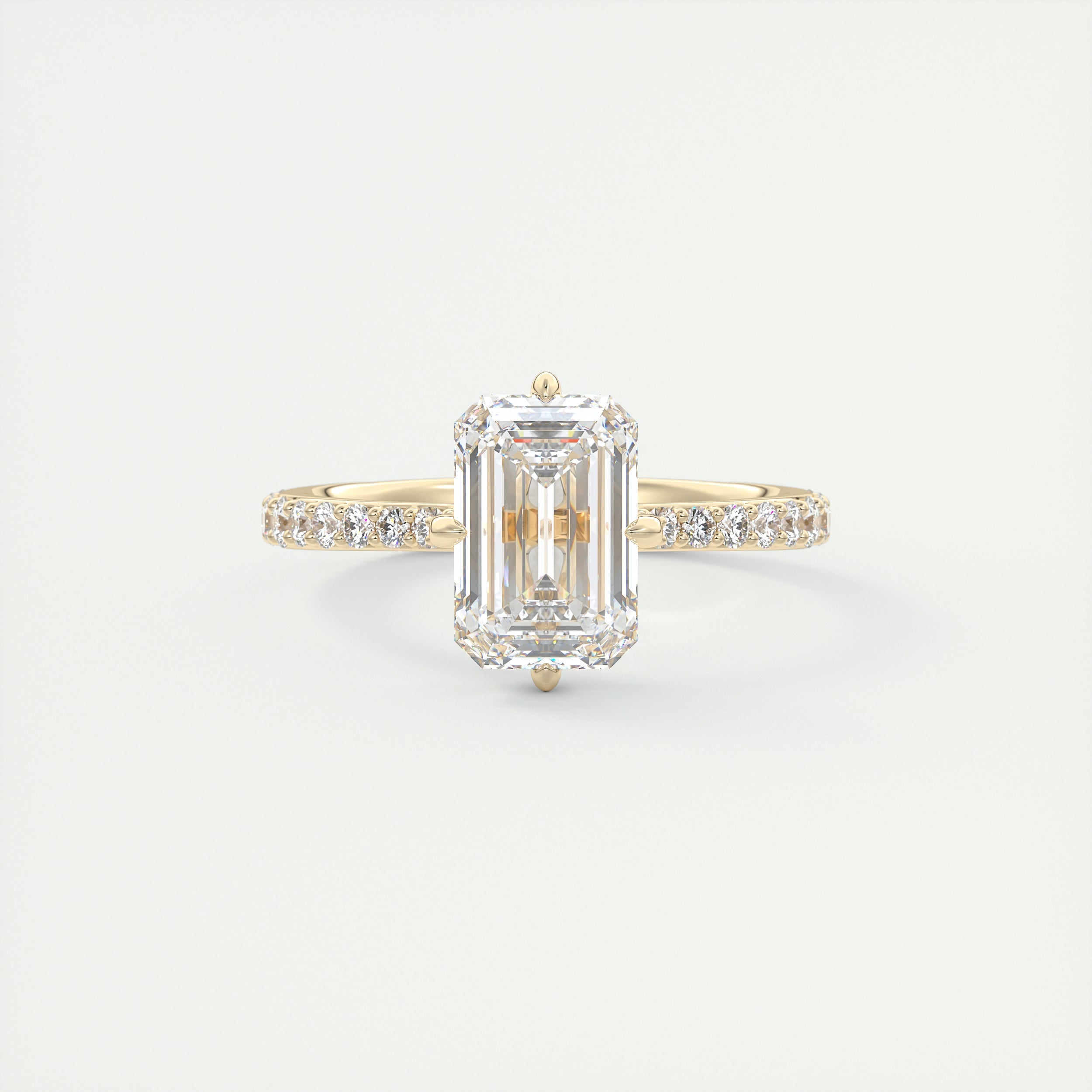 2 Carat Emerald Compass Point Pavé Solitaire