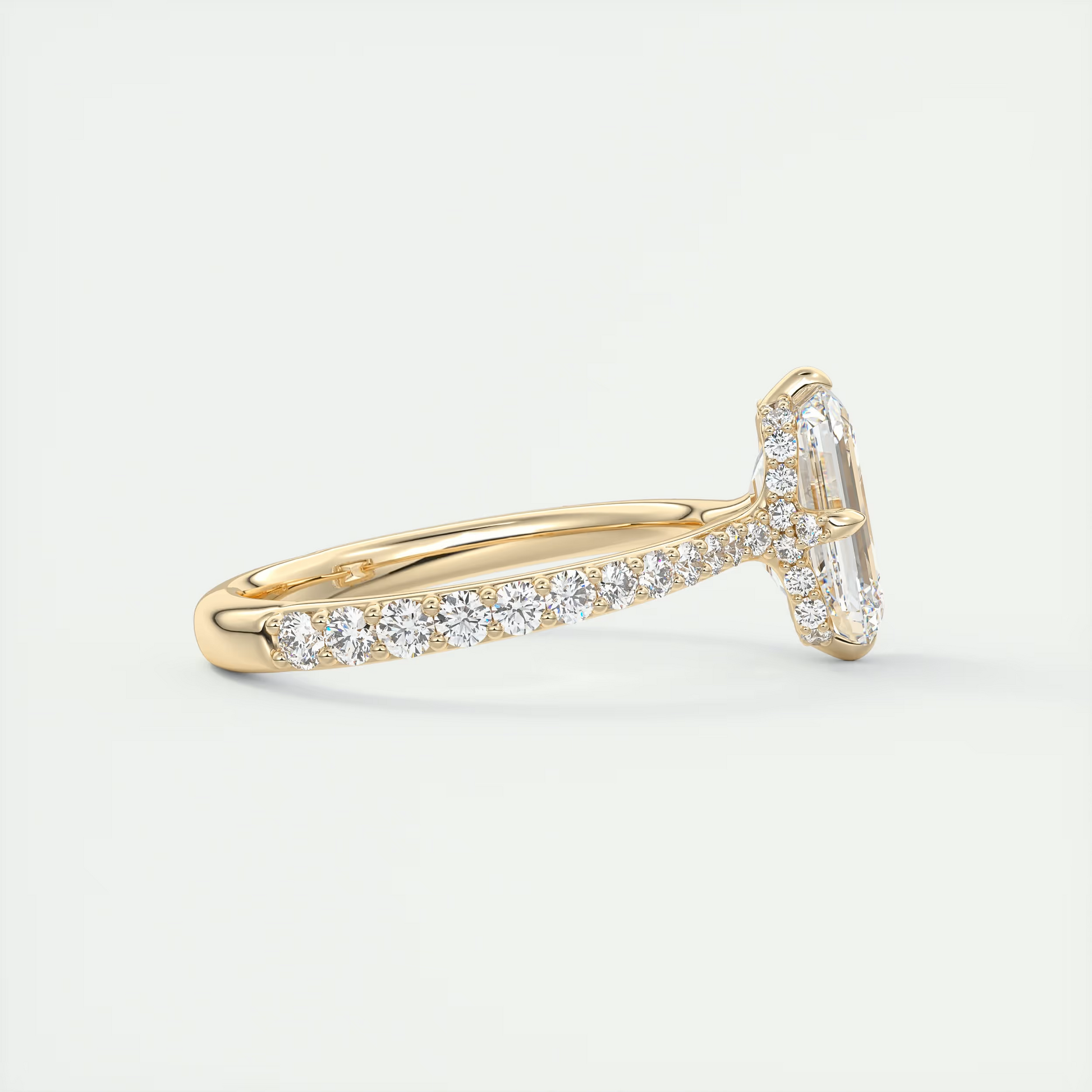 2 Carat Emerald Compass Point Pavé Solitaire