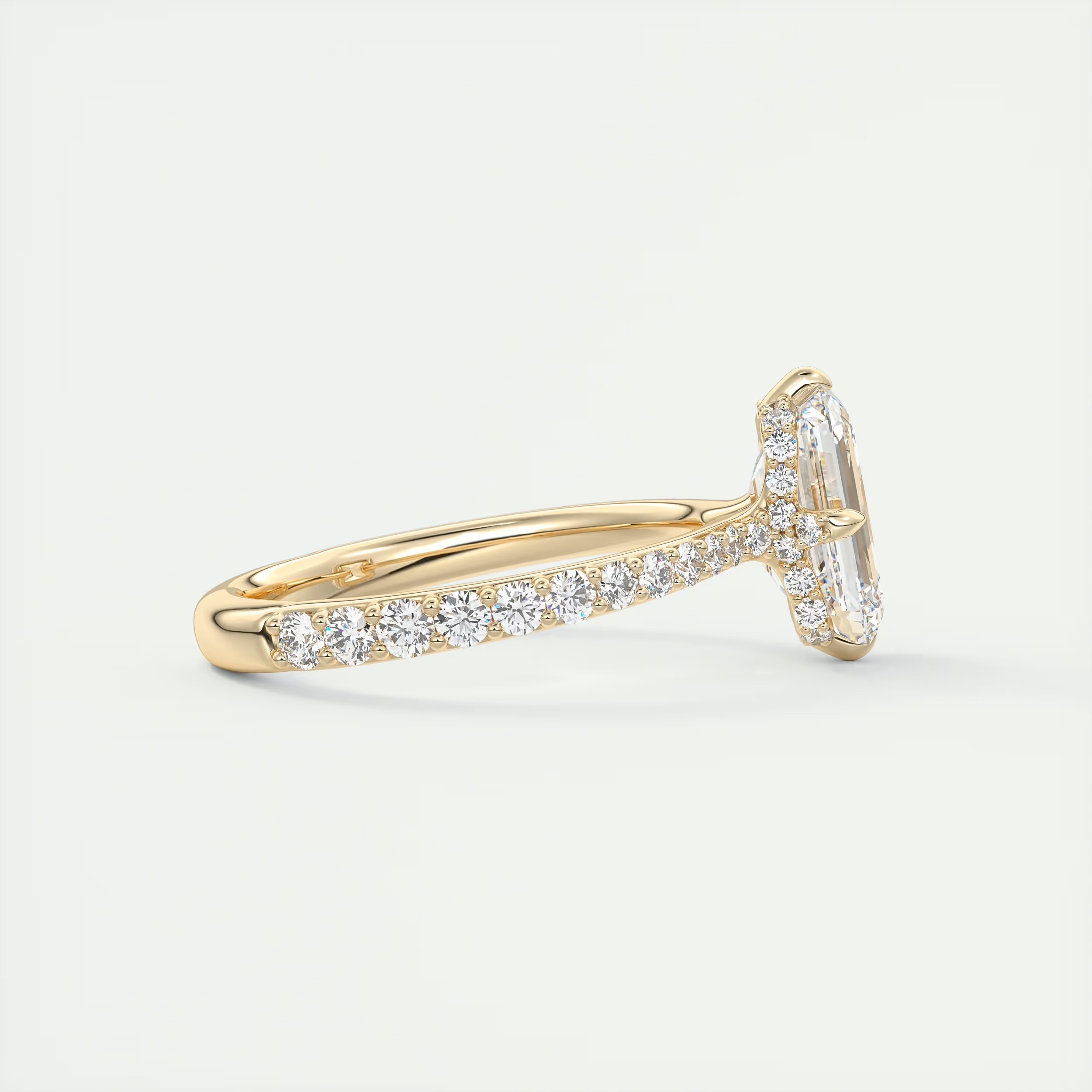 2 Carat Emerald Compass Point Pavé Solitaire
