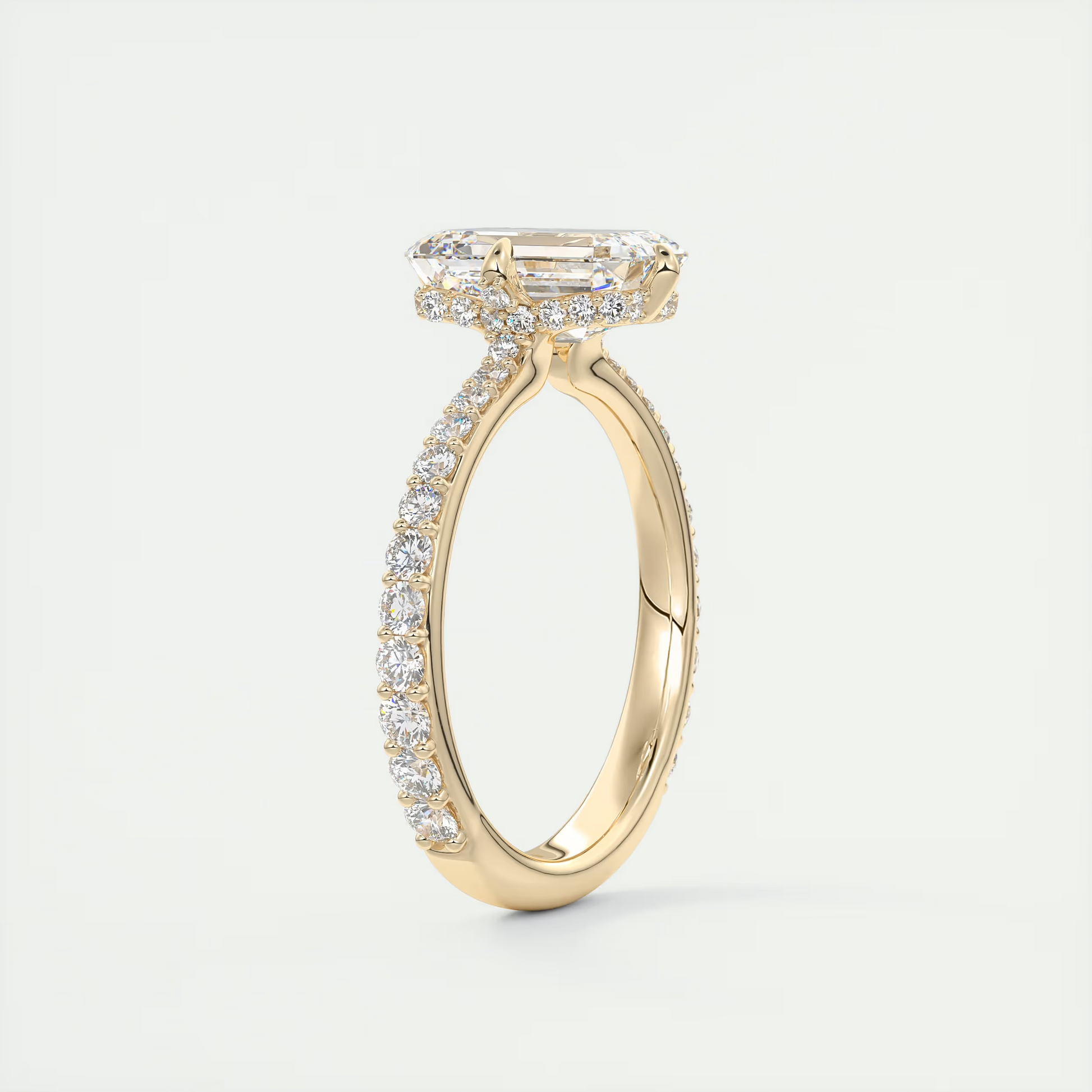 2 Carat Emerald Compass Point Pavé Solitaire
