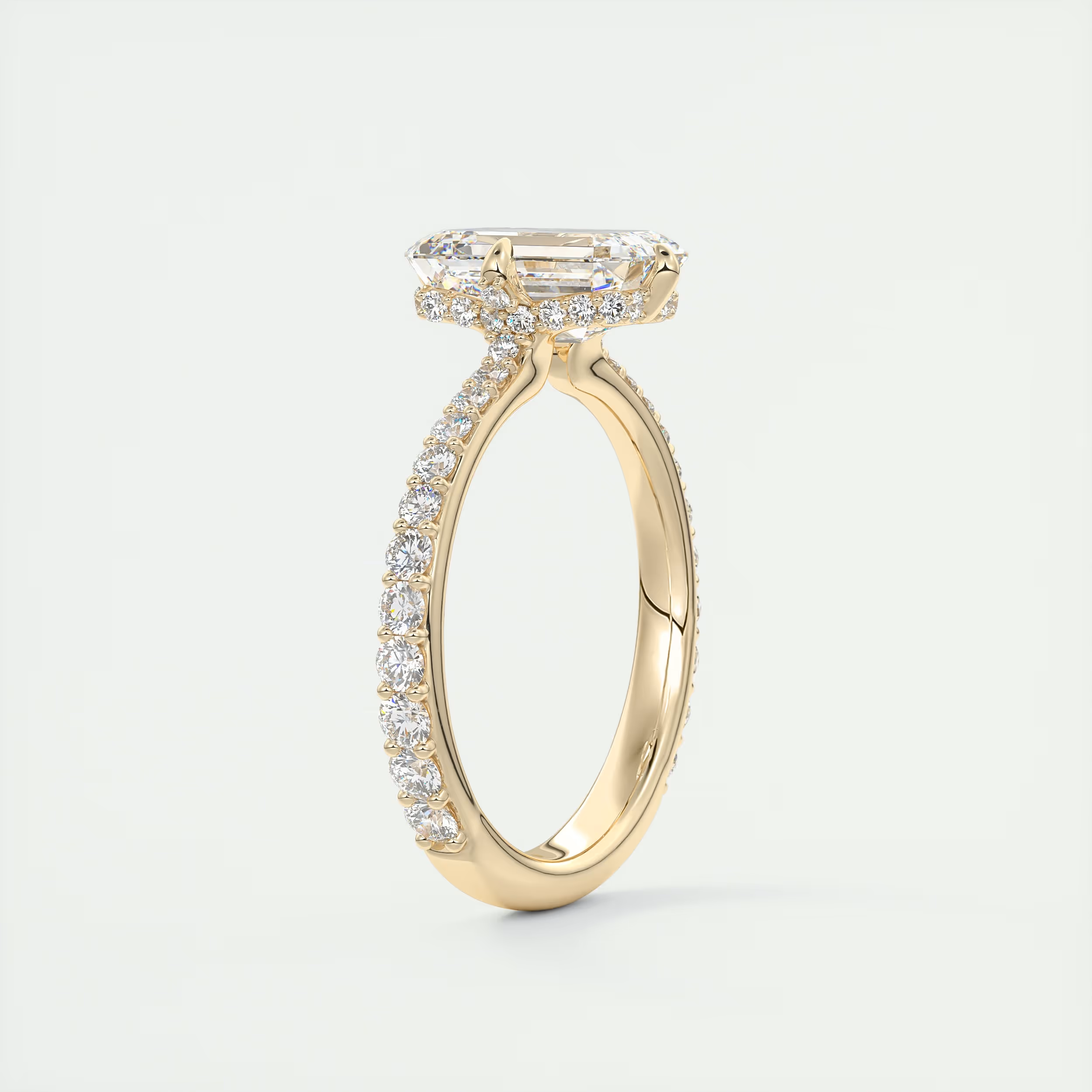 2 Carat Emerald Compass Point Pavé Solitaire