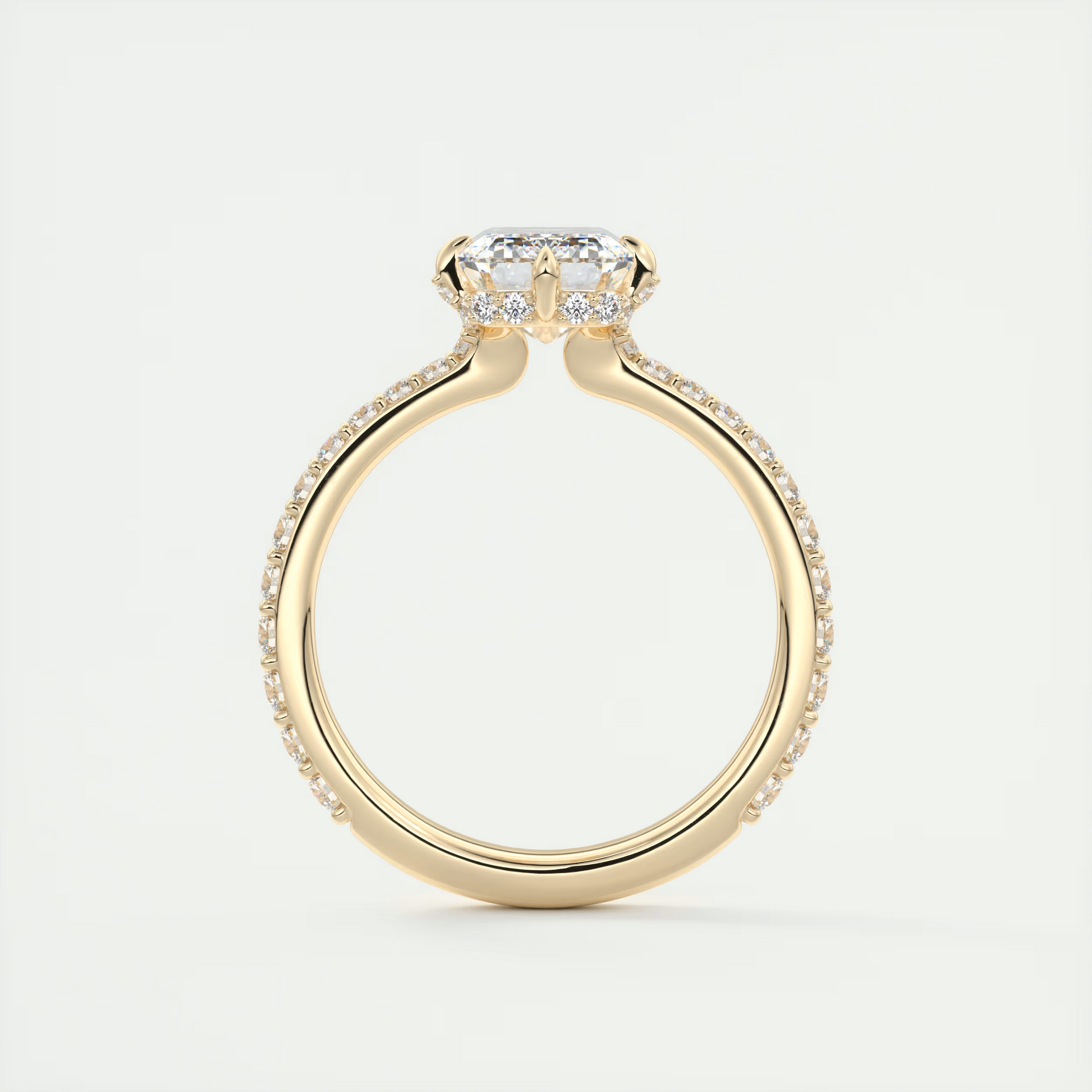 2 Carat Emerald Compass Point Pavé Solitaire