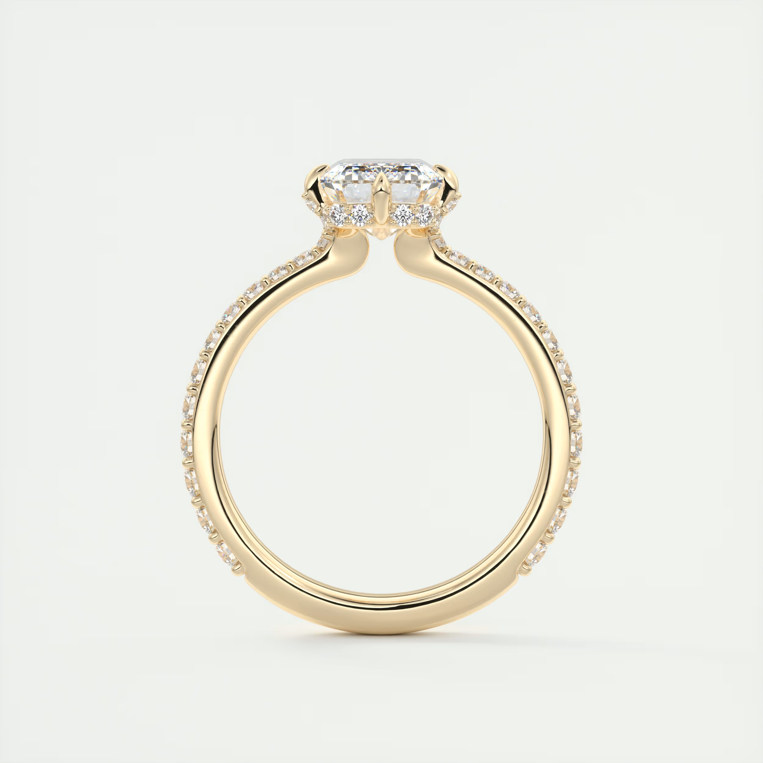 2 Carat Emerald Compass Point Pavé Solitaire