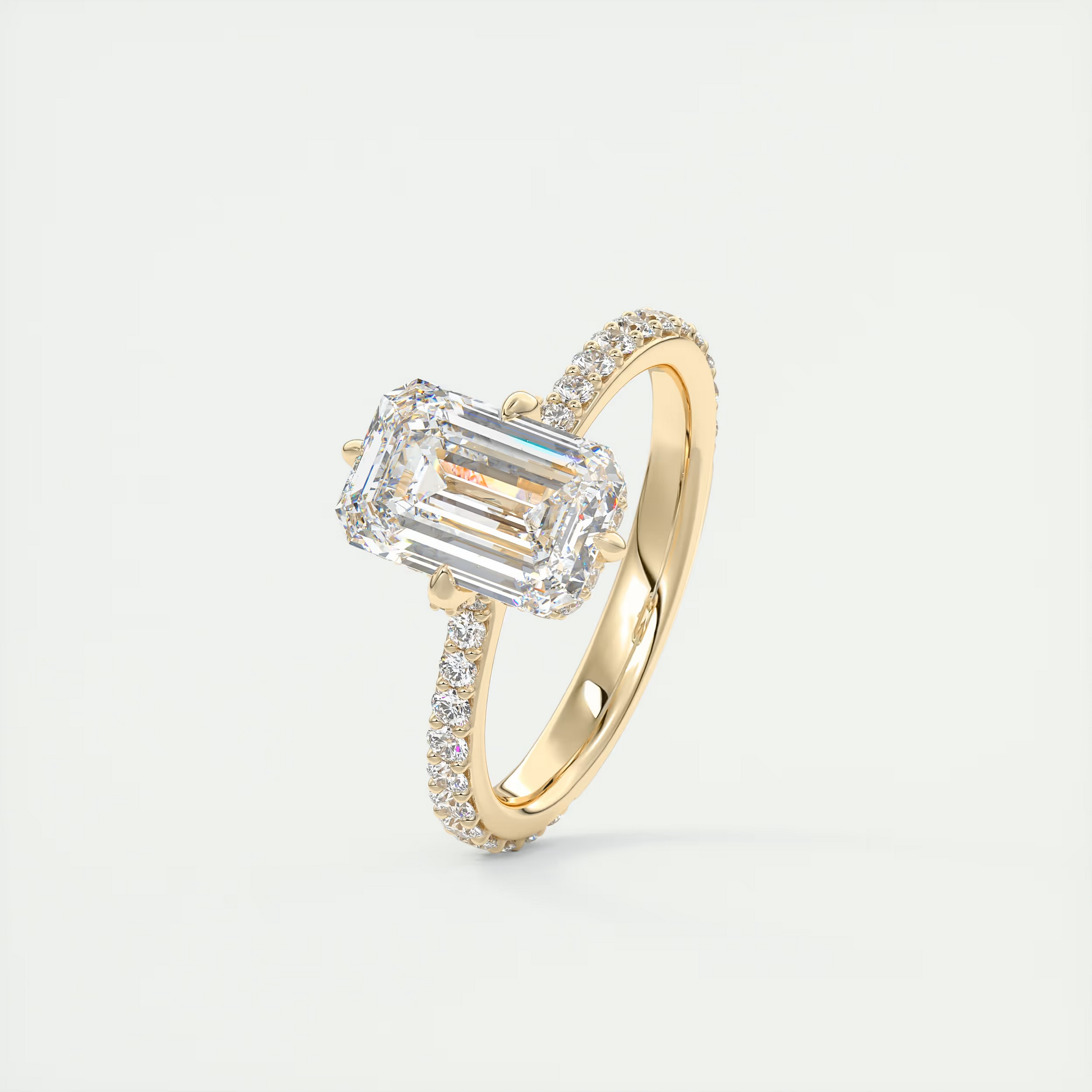 2 Carat Emerald Compass Point Pavé Solitaire