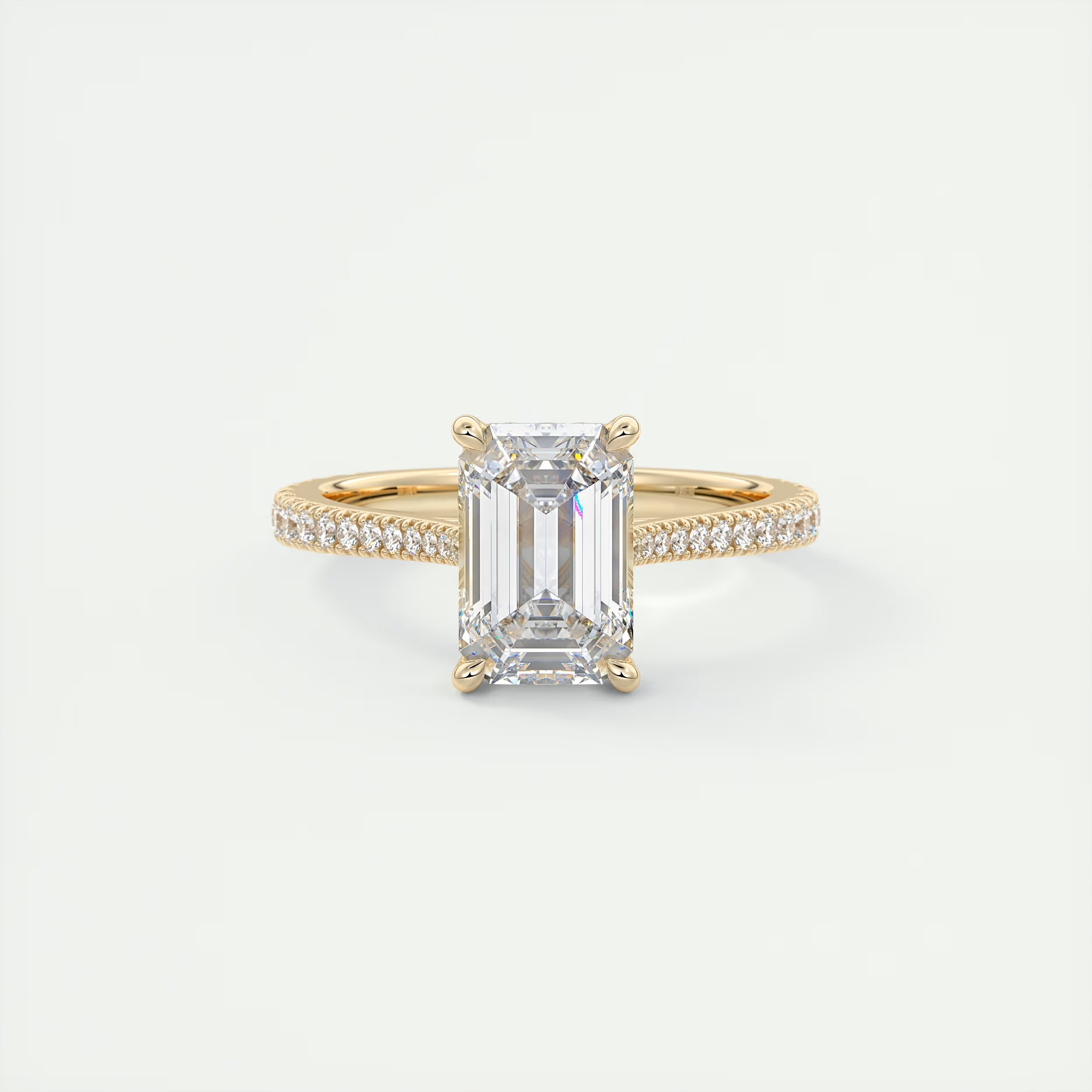 Beneath 2 Carat Emerald Hidden Halo Cathedral Engagement Ring