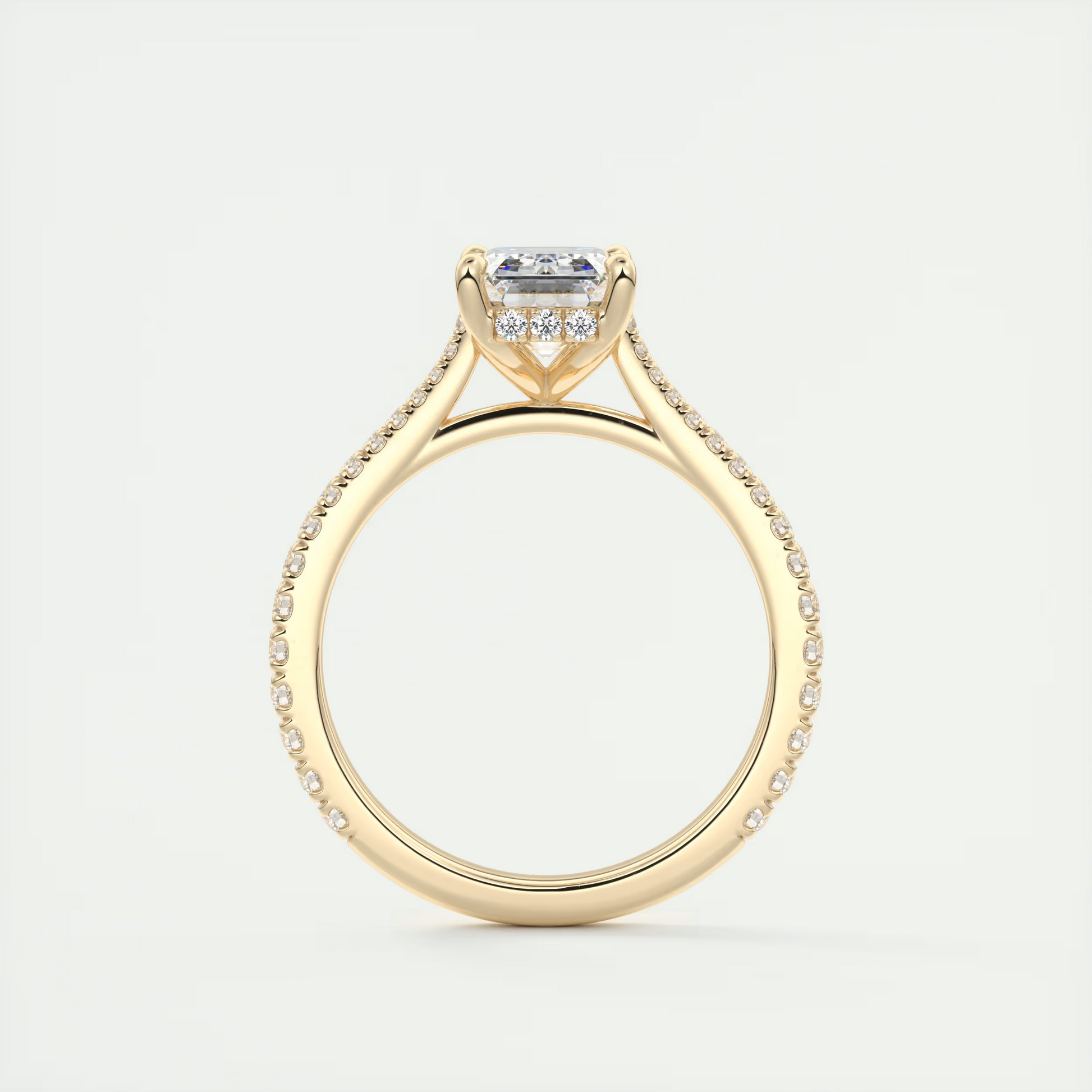 Beneath 2 Carat Emerald Hidden Halo Cathedral Engagement Ring