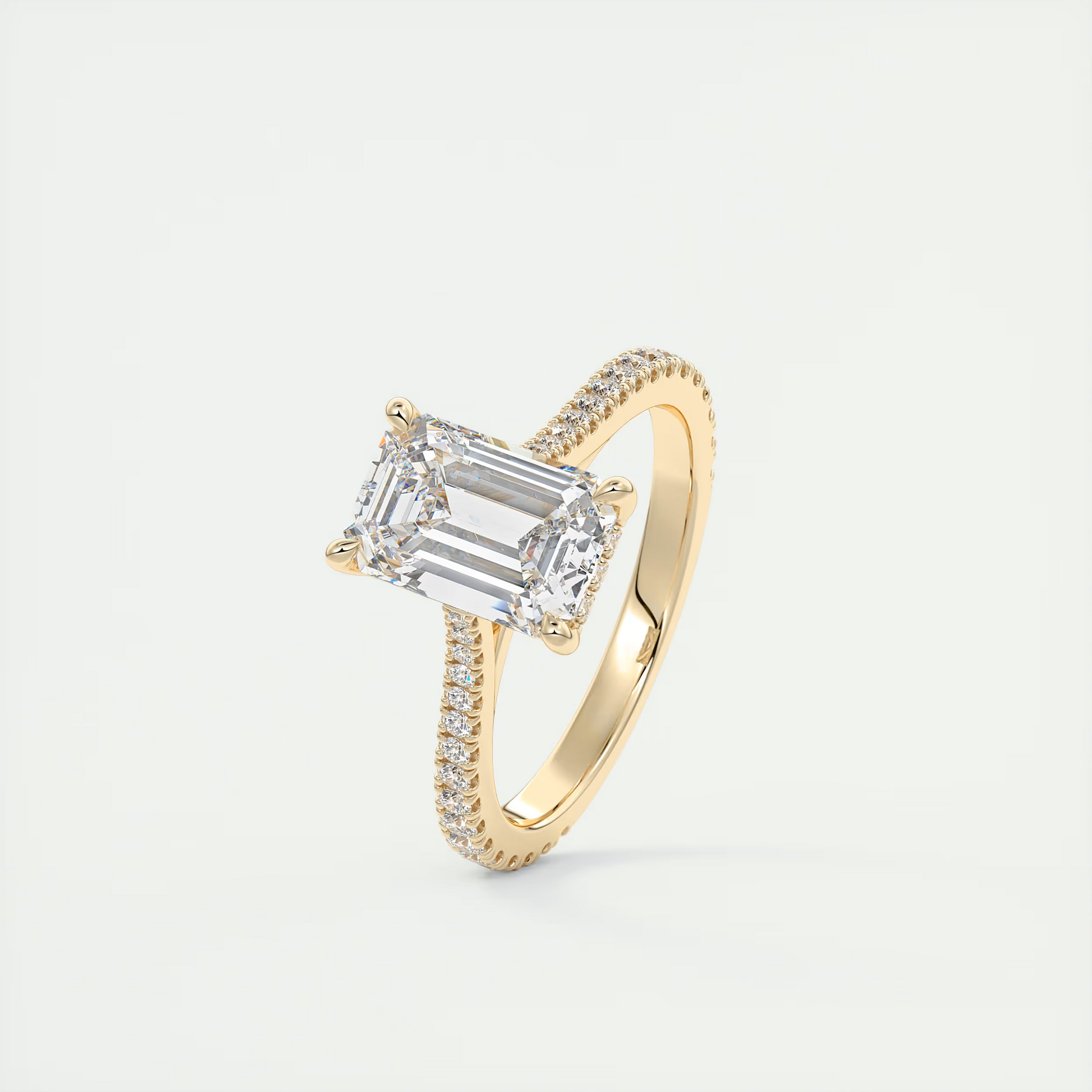Beneath 2 Carat Emerald Hidden Halo Cathedral Engagement Ring